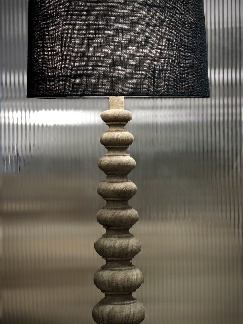 RAJA table lamp, natural with black tapered jute shade