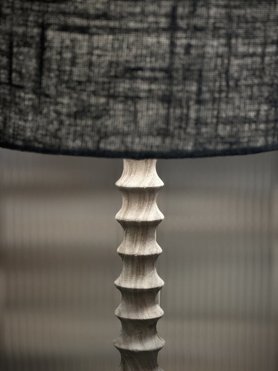 RAMI table lamp, natural with black tapered jute shade