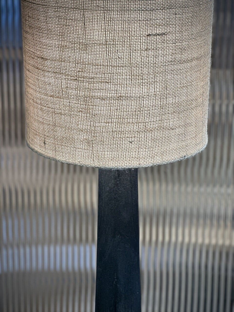 ADA table lamp, black with natural jute shade