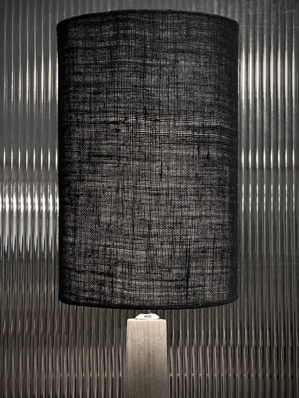 ADA table lamp, natural with black jute shade