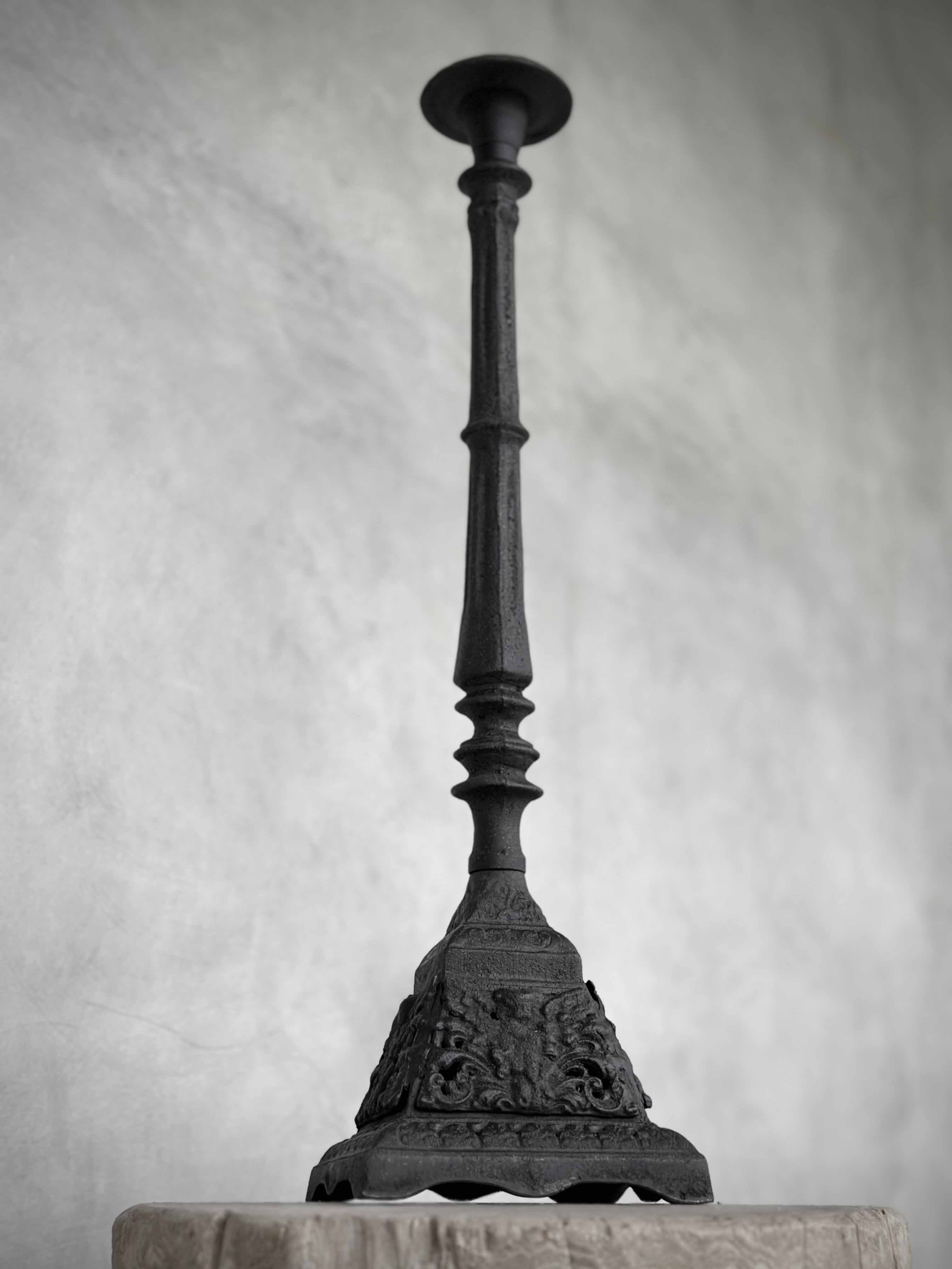 CHETAL cast iron candle holder, antique, 