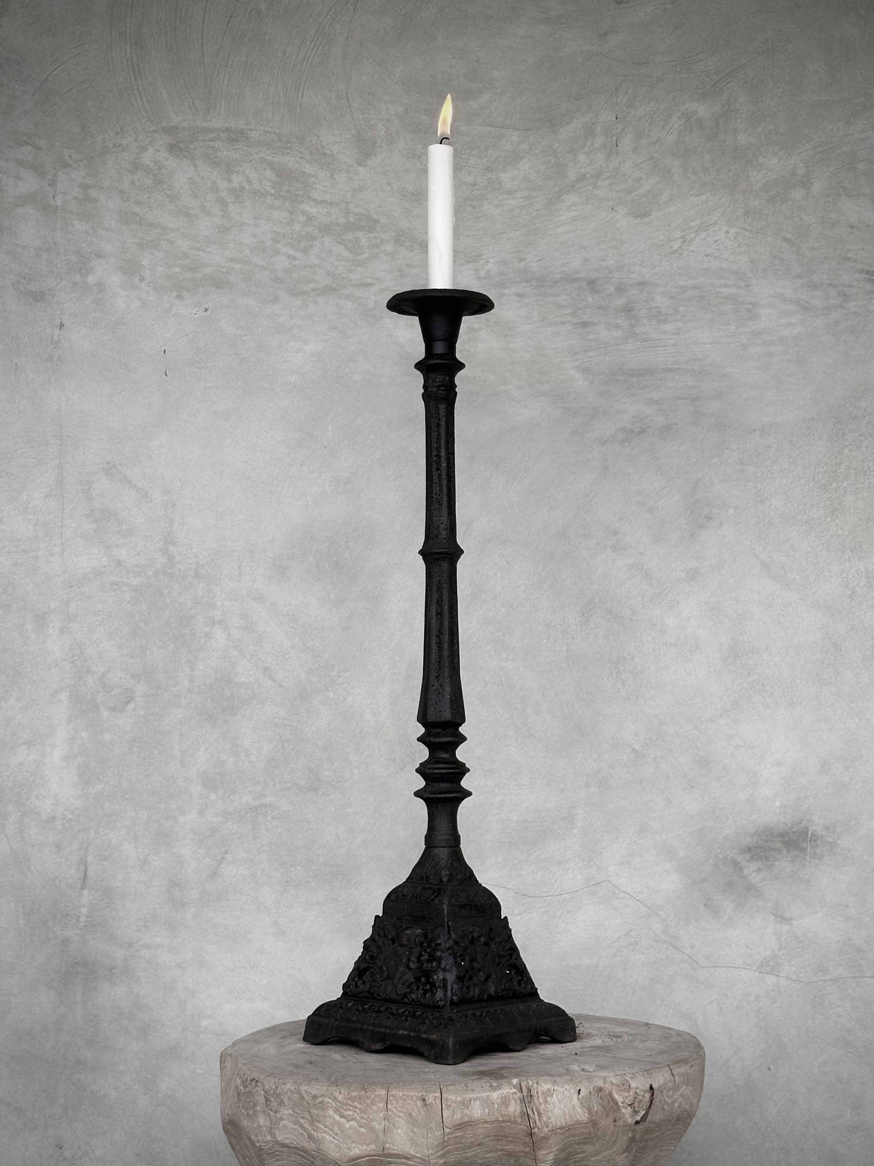 CHETAL cast iron candle holder, antique, 