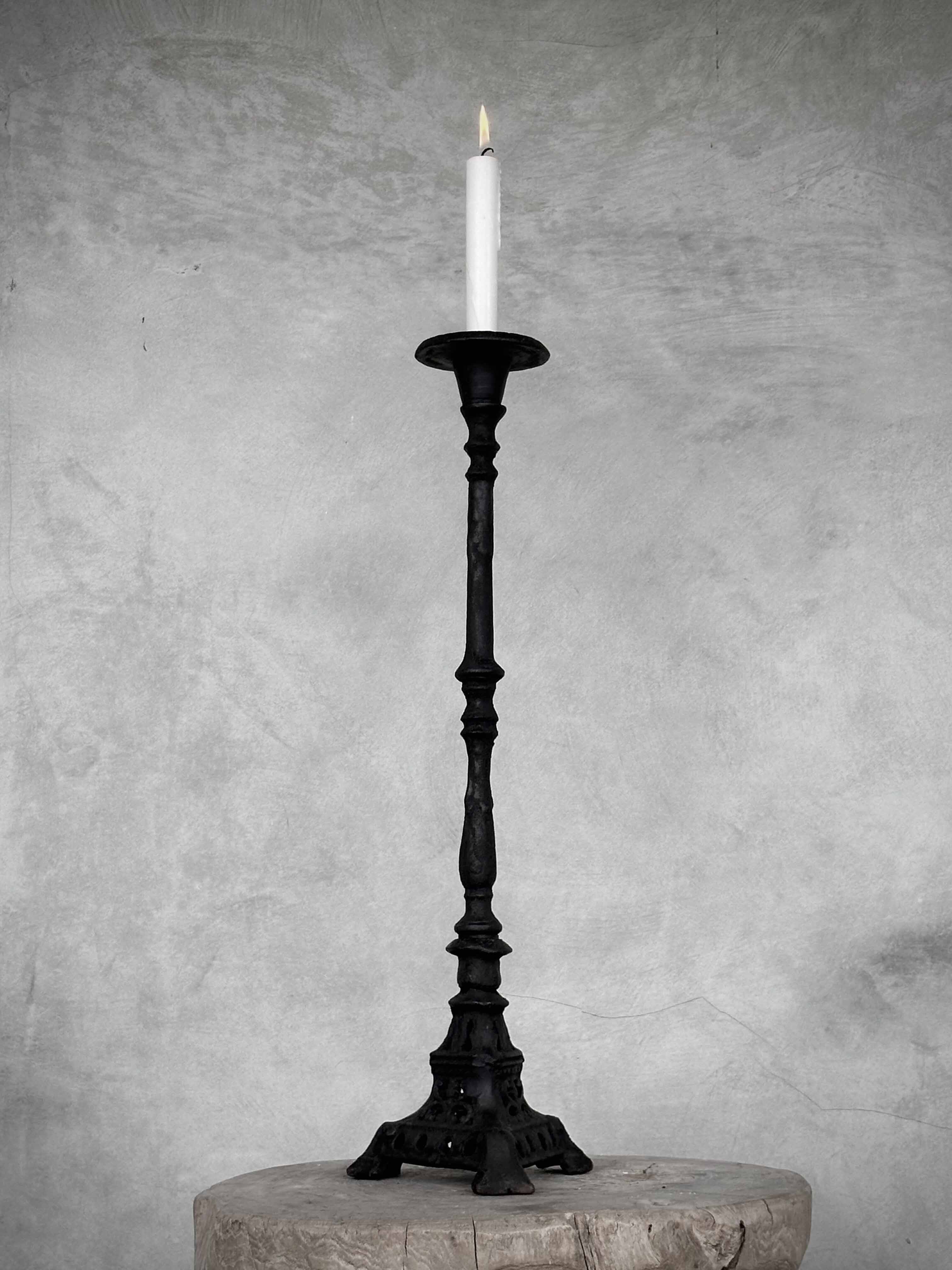 LATIKA cast iron candle holder, antique