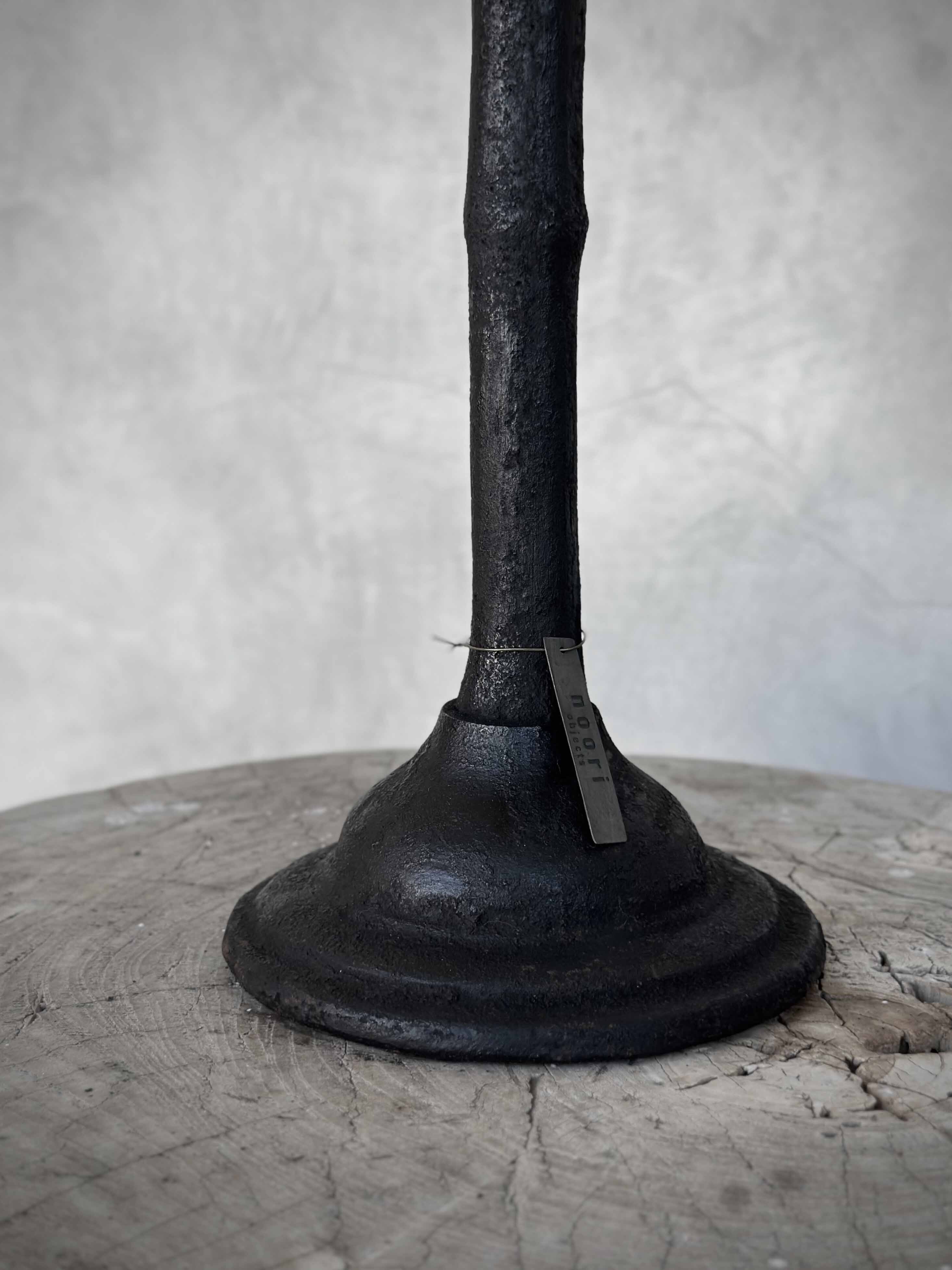 BAMBOO cast iron candle holder, antique