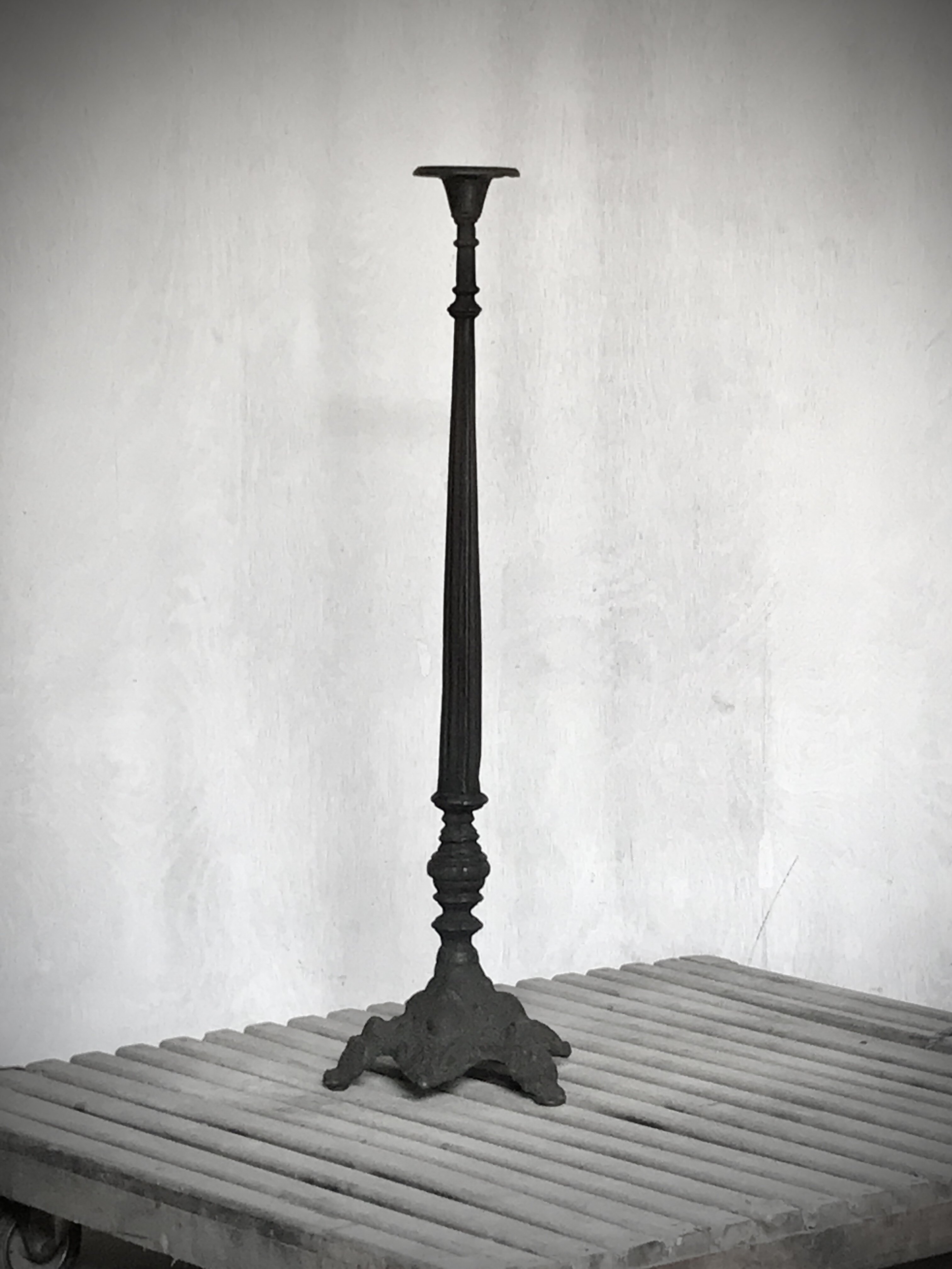 REGENCY cast iron candle holder, antique