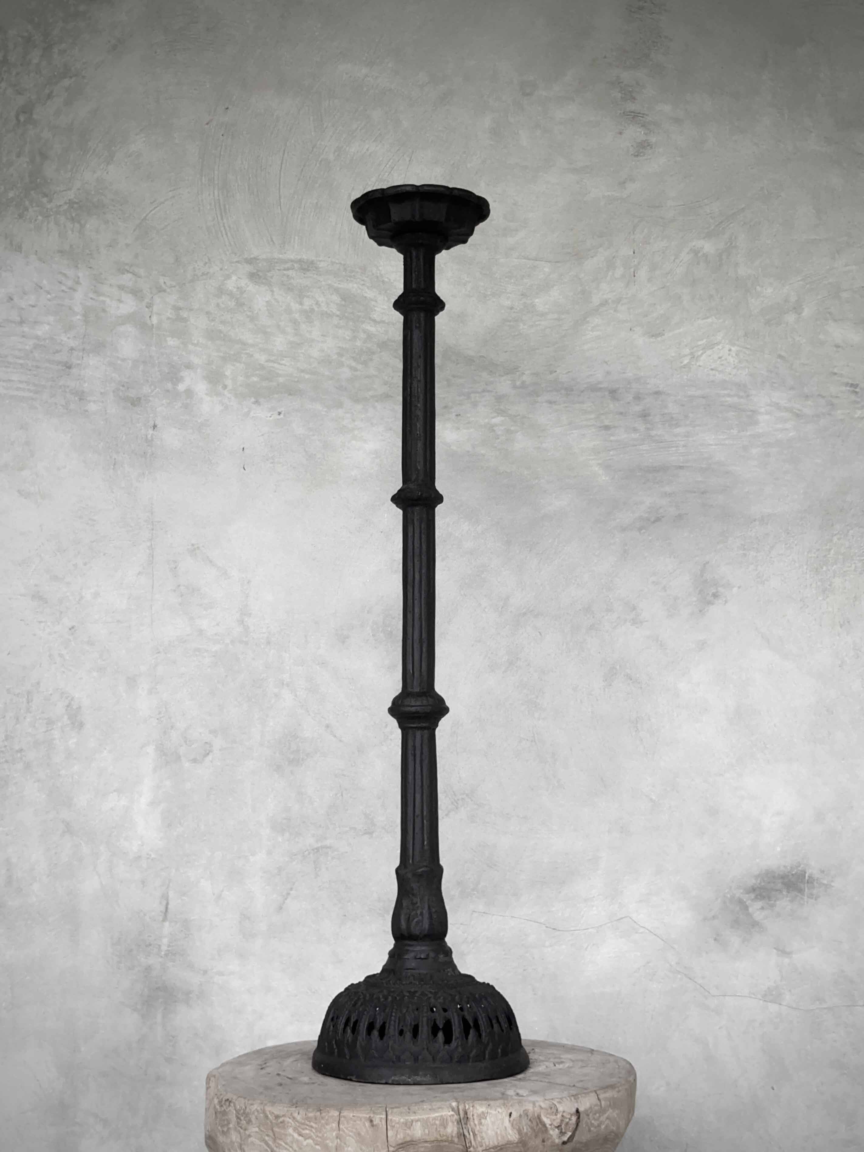 NOTRE DAME cast iron candle holder, antique