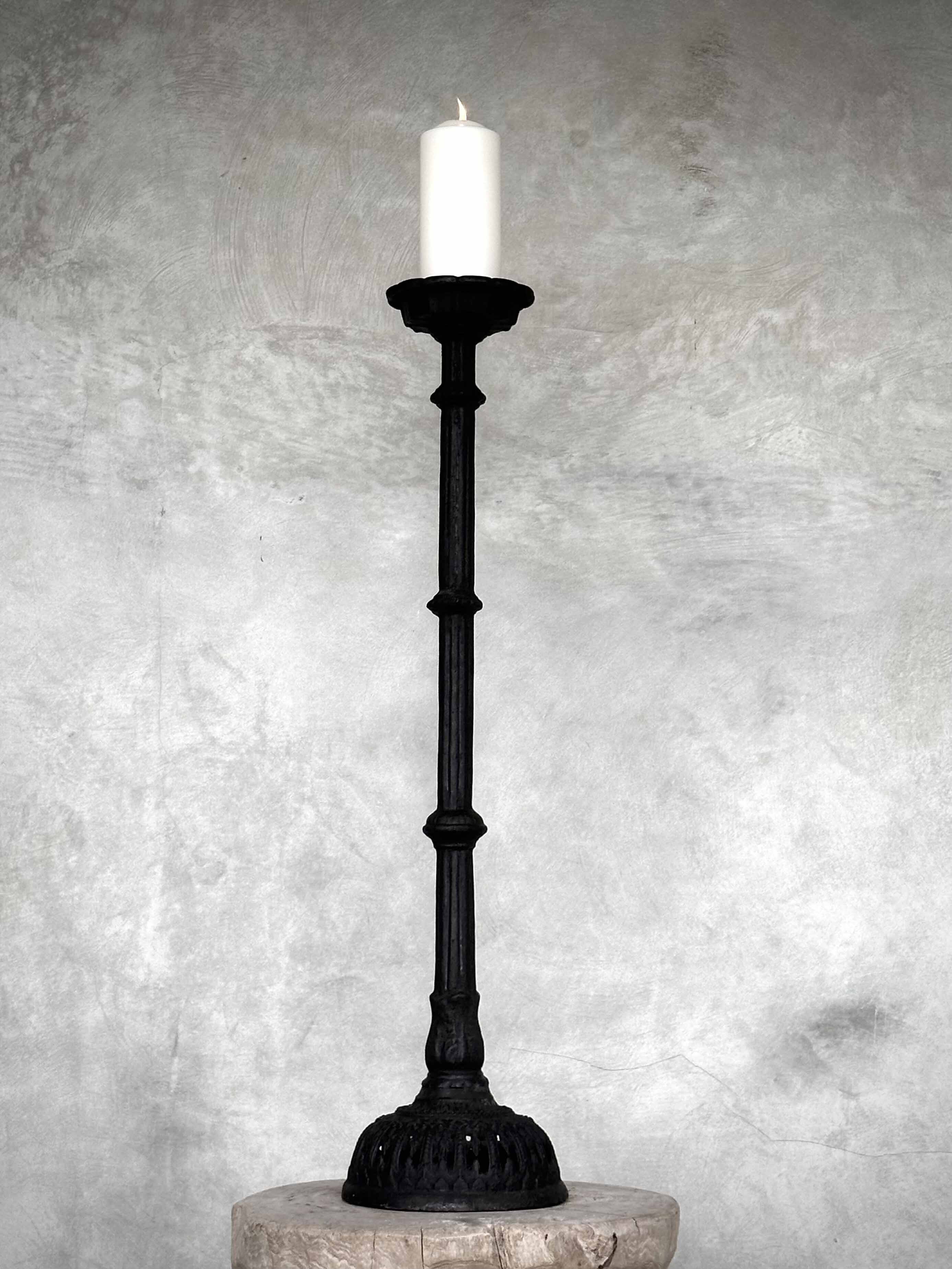 NOTRE DAME cast iron candle holder, antique