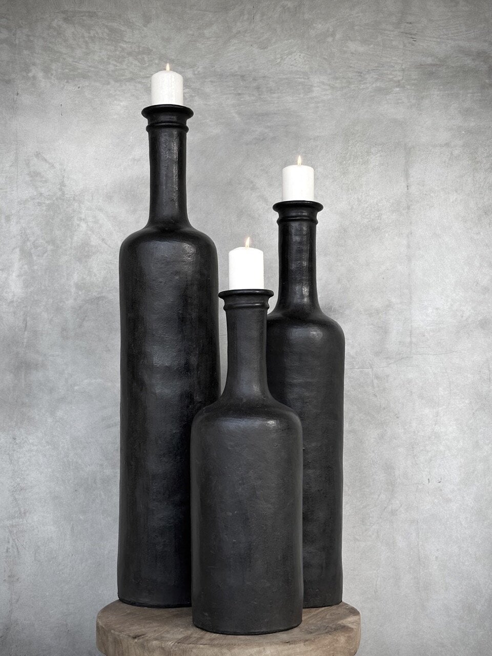 BOTOL medium clay bottle, antique black