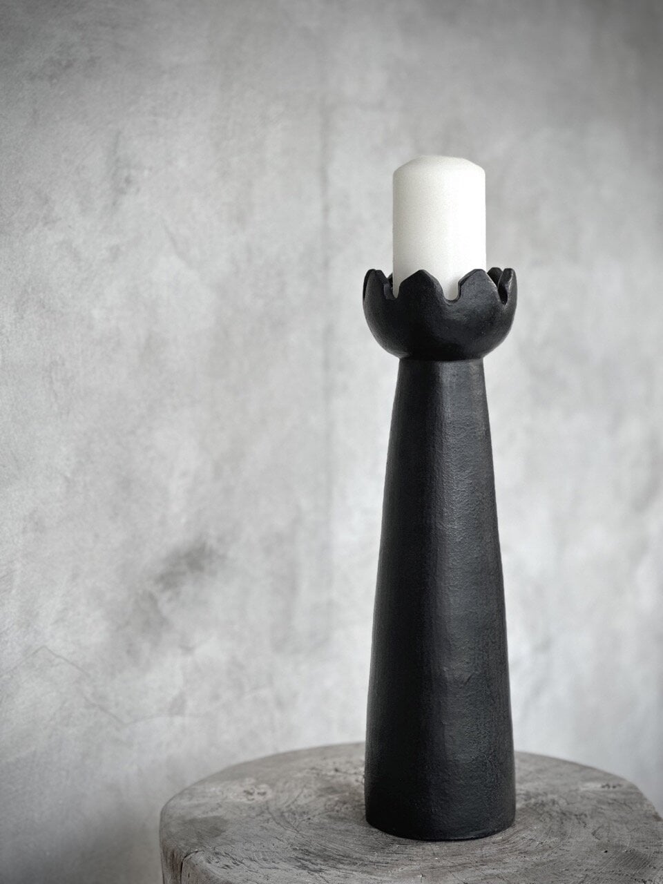 PIALA - L - large candle holder, black antique