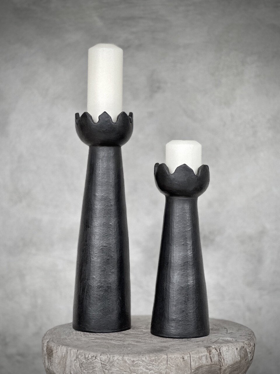 PIALA - L - large candle holder, black antique