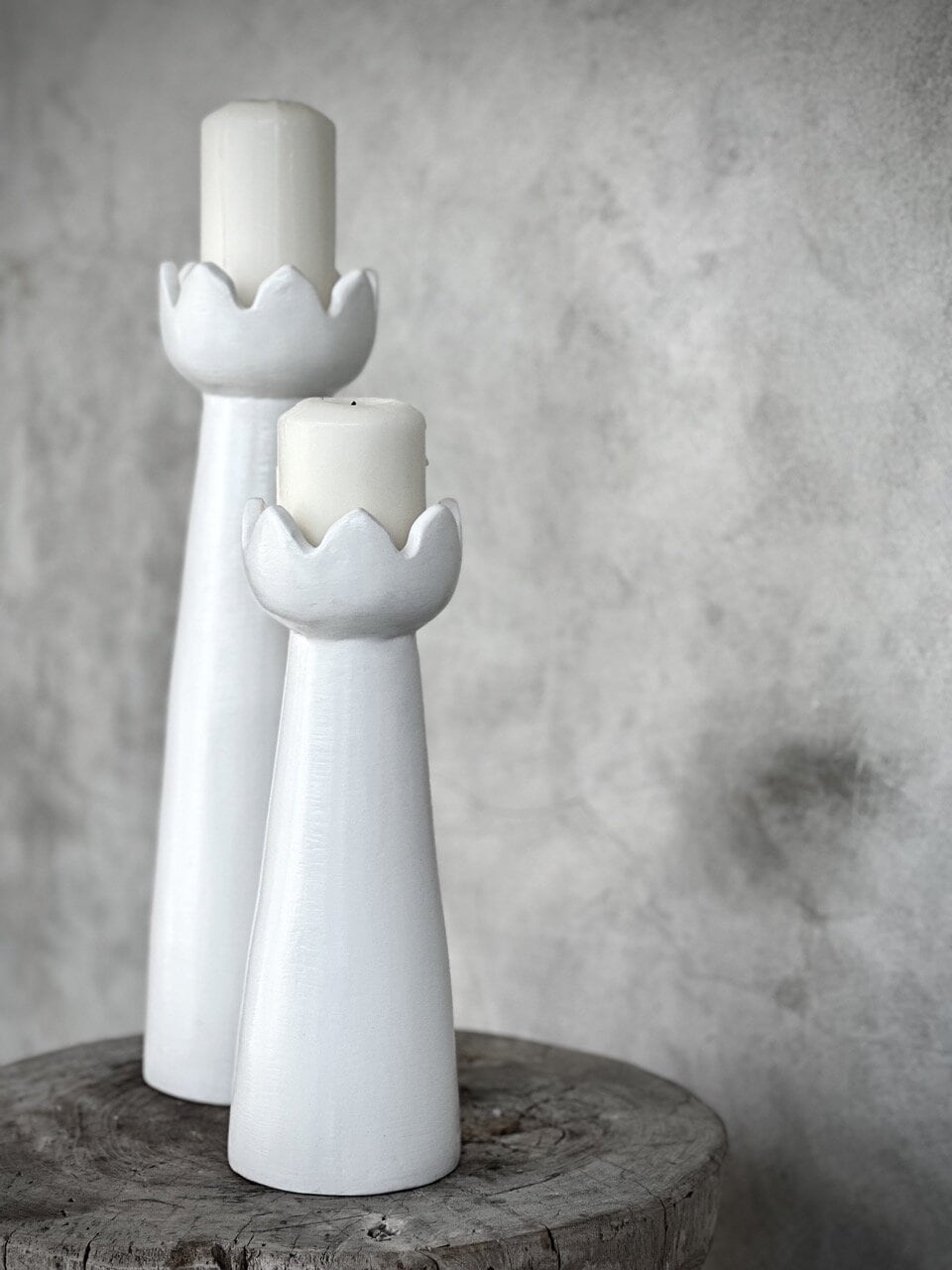 PIALA - L - large candle holder, white