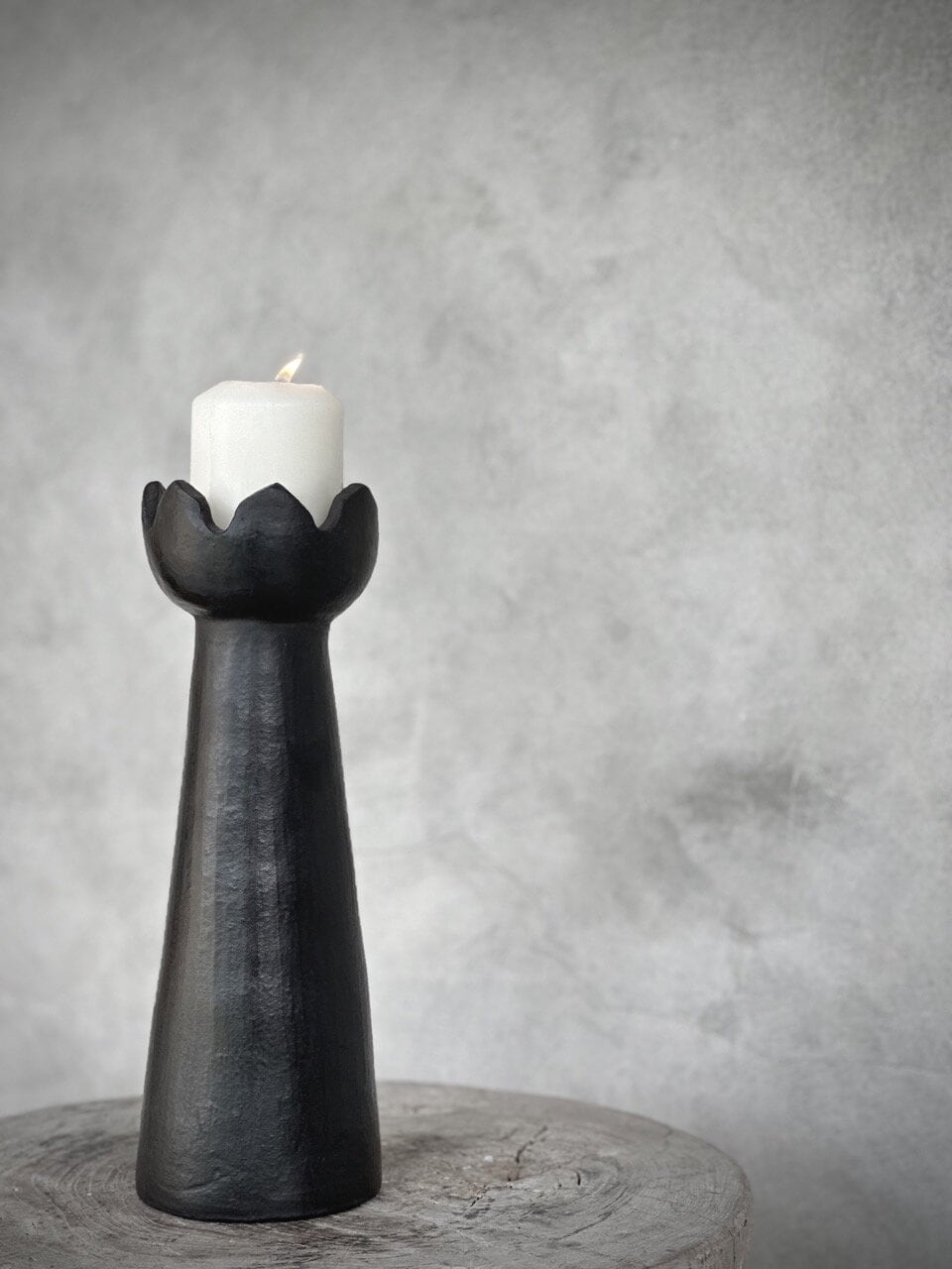 PIALA - S - small candle holder, black antique