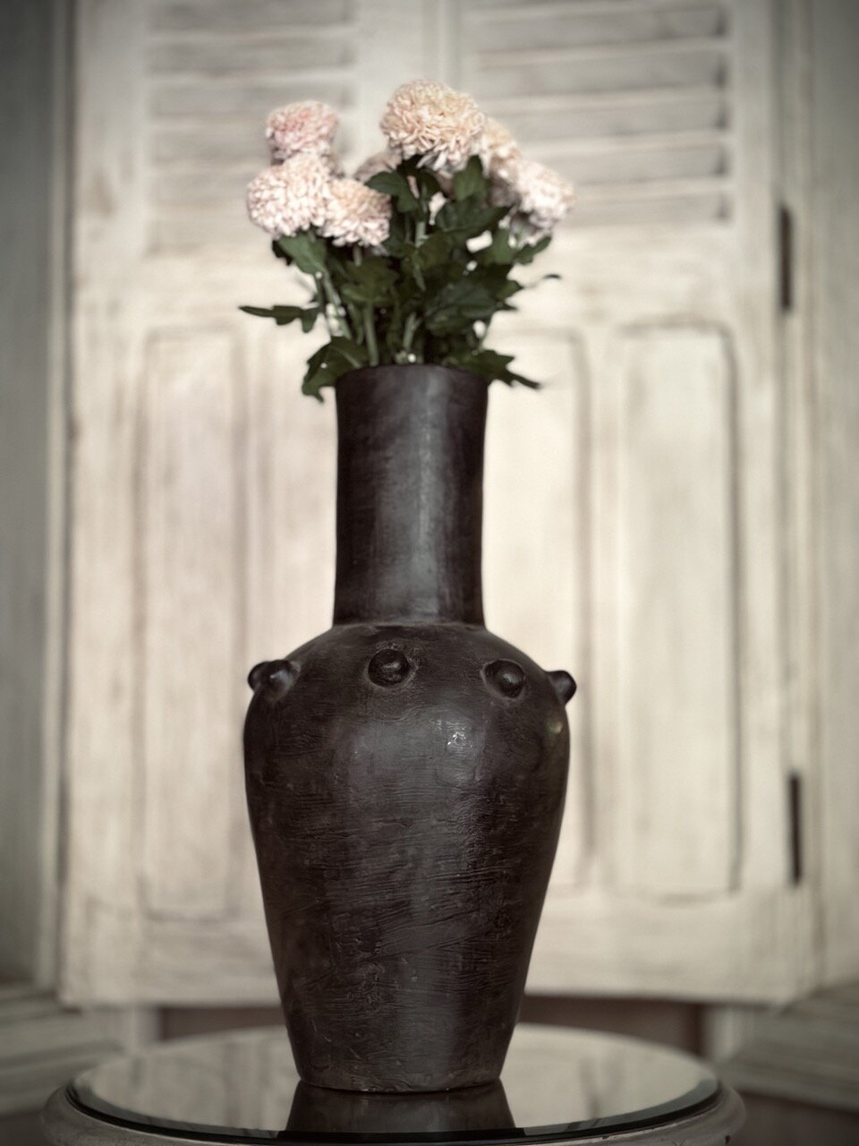 DELILAH vase w/dots, black antique