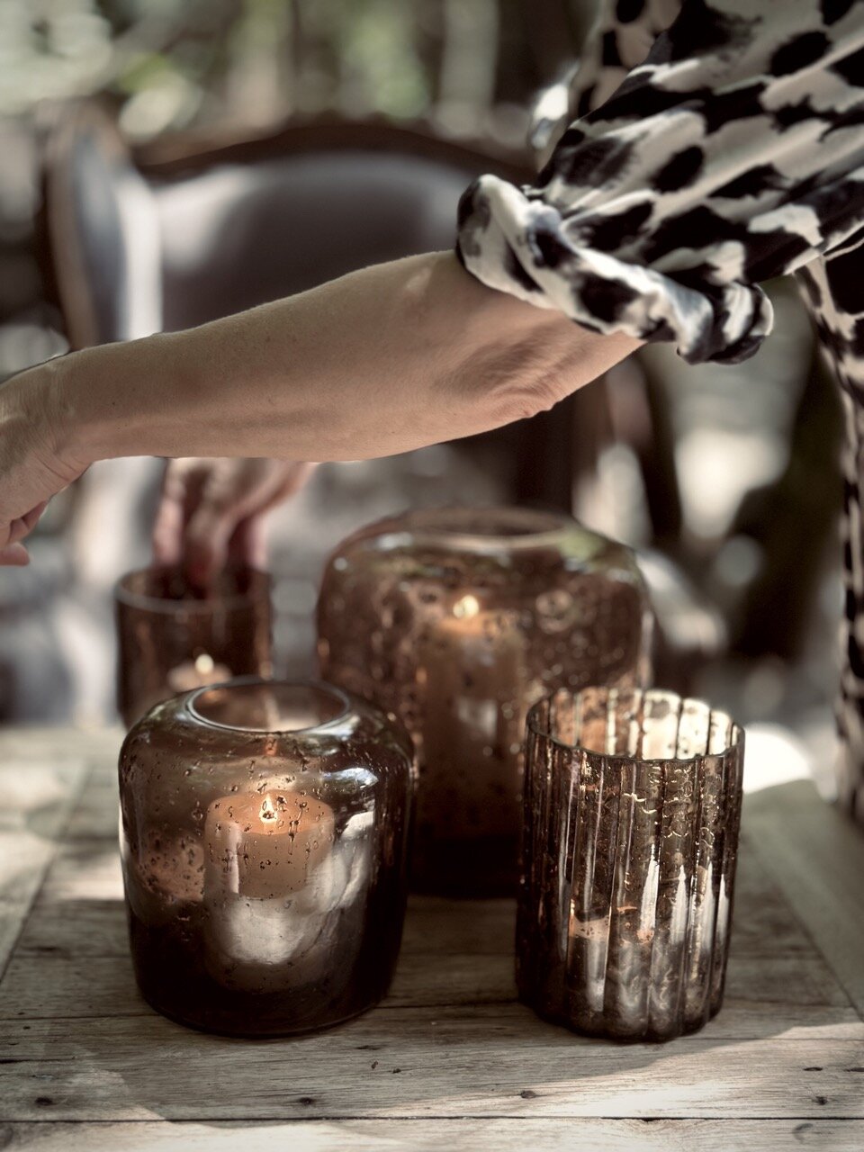 RIO candle holder, smoke bubble glass