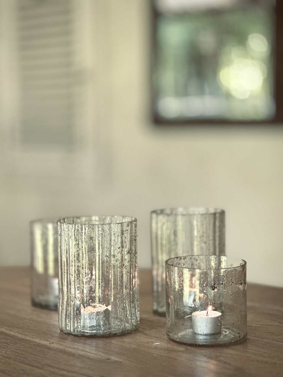 RIO candle holder, clear bubble glass