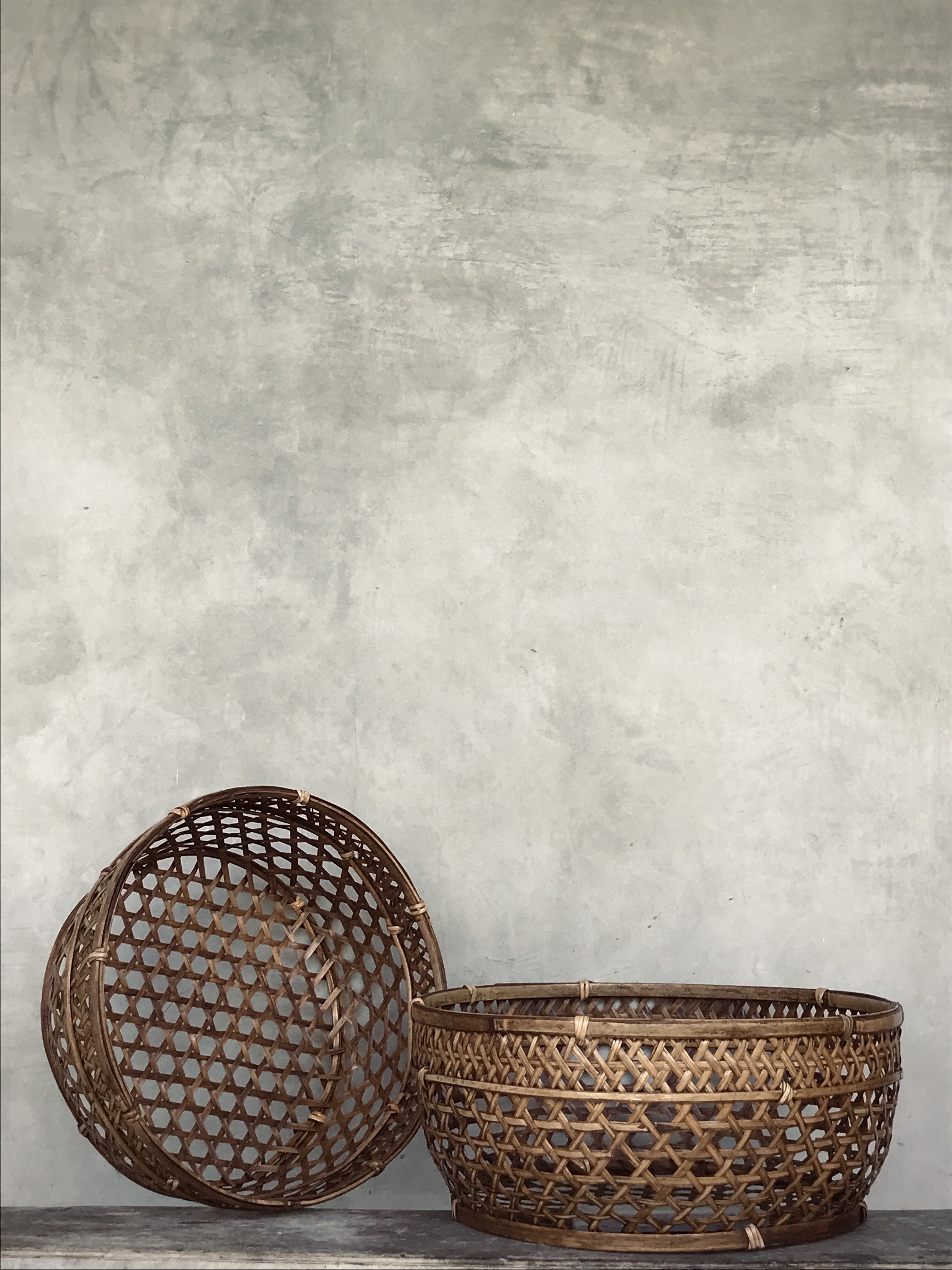 JULIE, low rattan basket set 2, brown