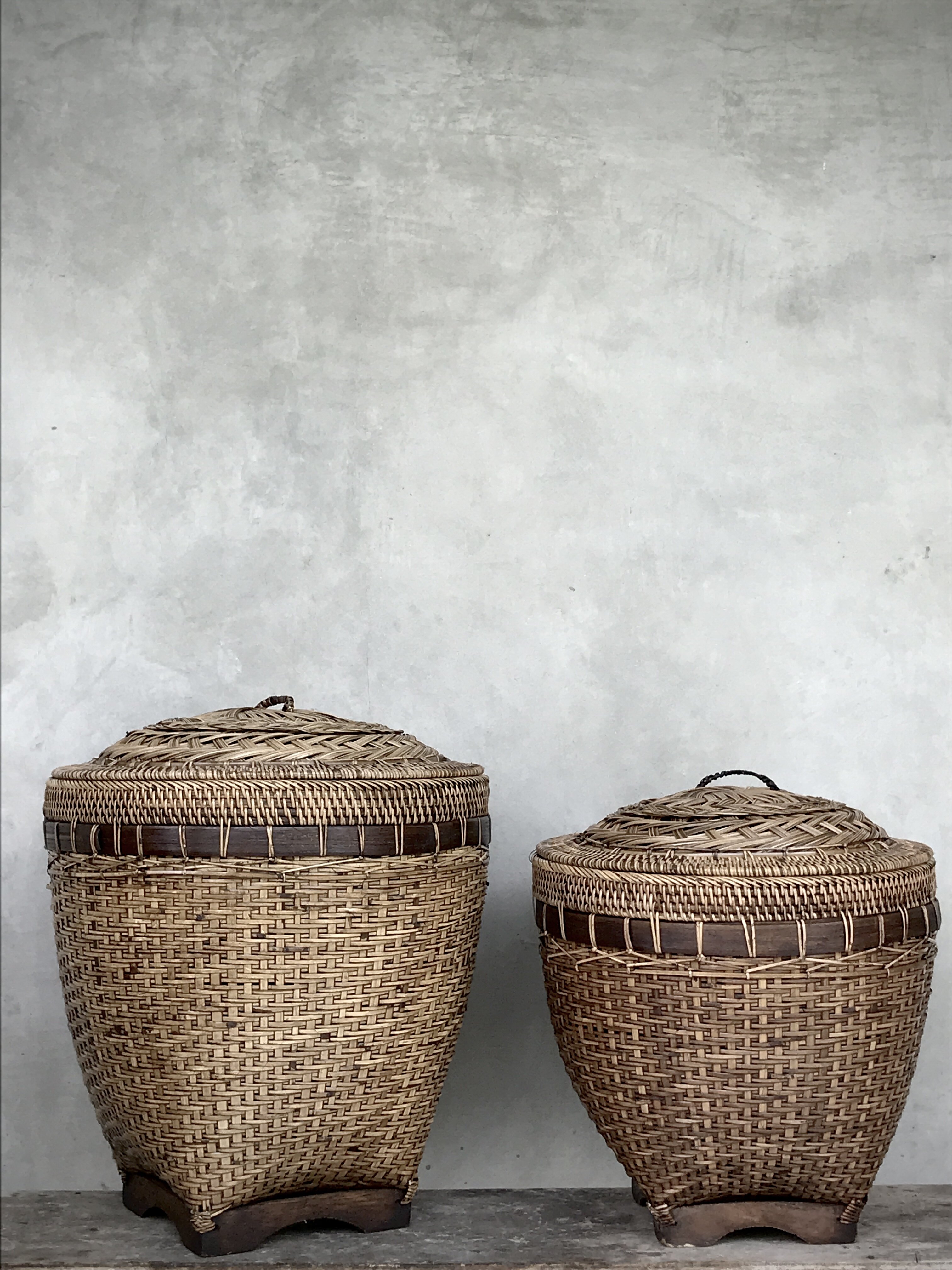 TULU, baskets w/top set 2, brown