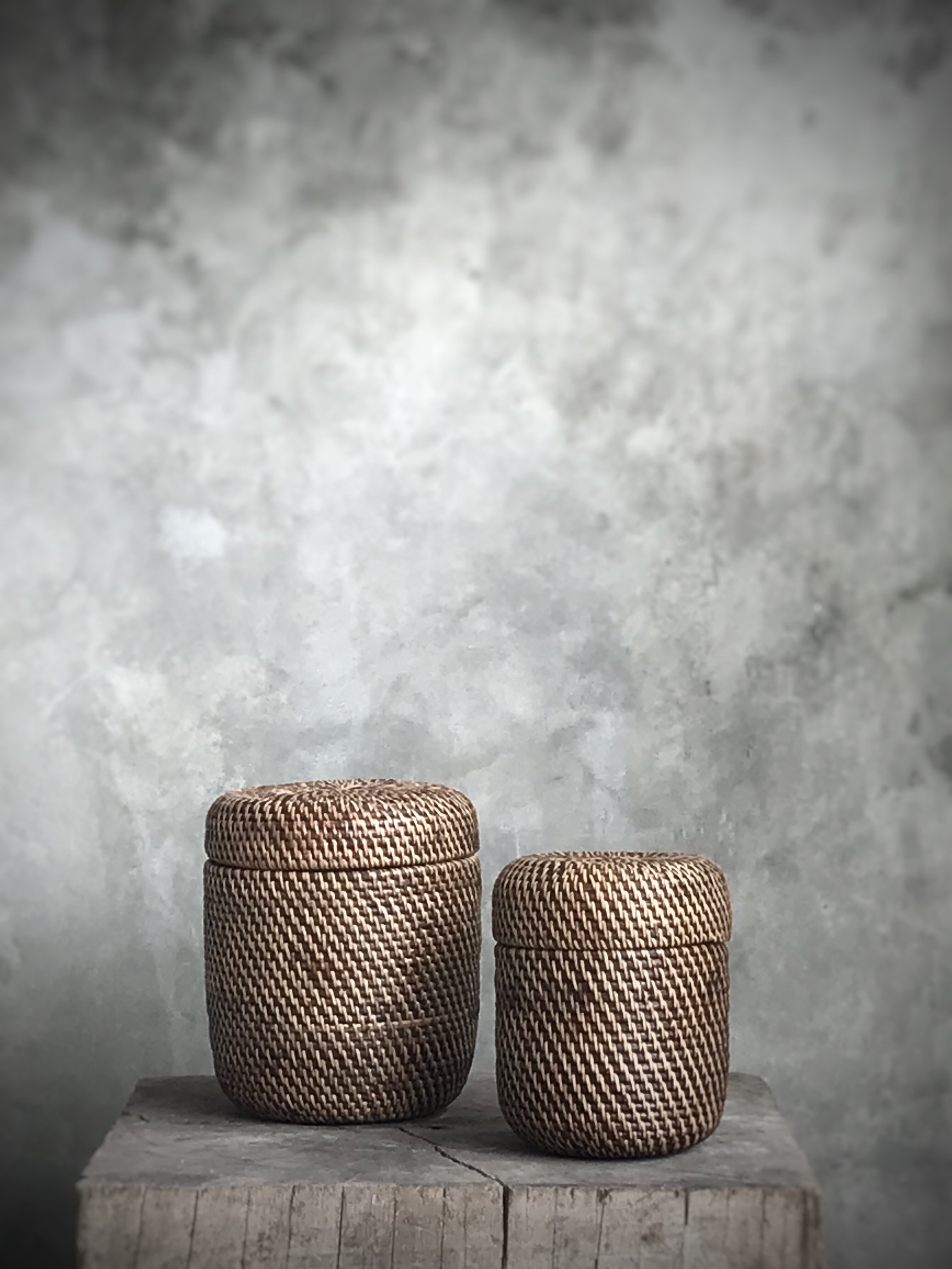 BULU, cylinder rattan box set 2, brown