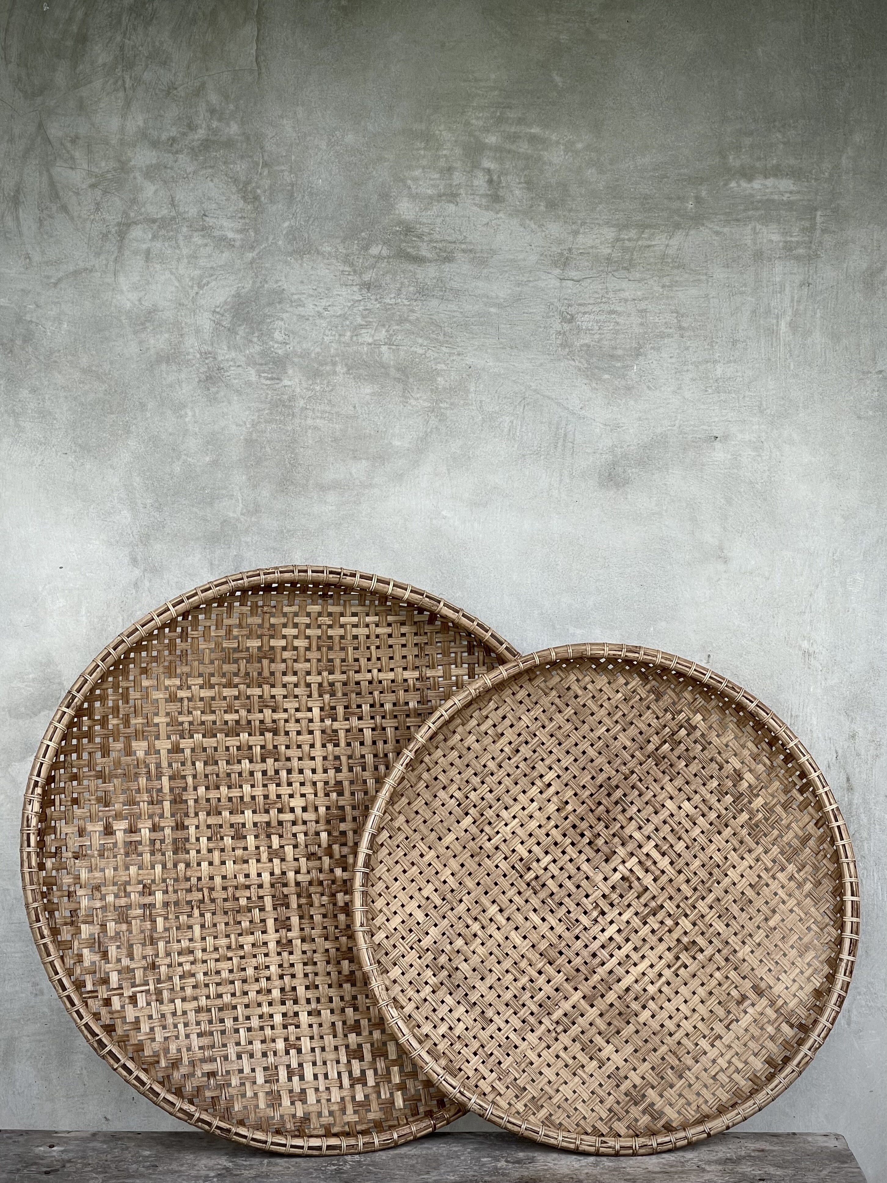 TEMPEH - Rattan plates, set of 2, brown