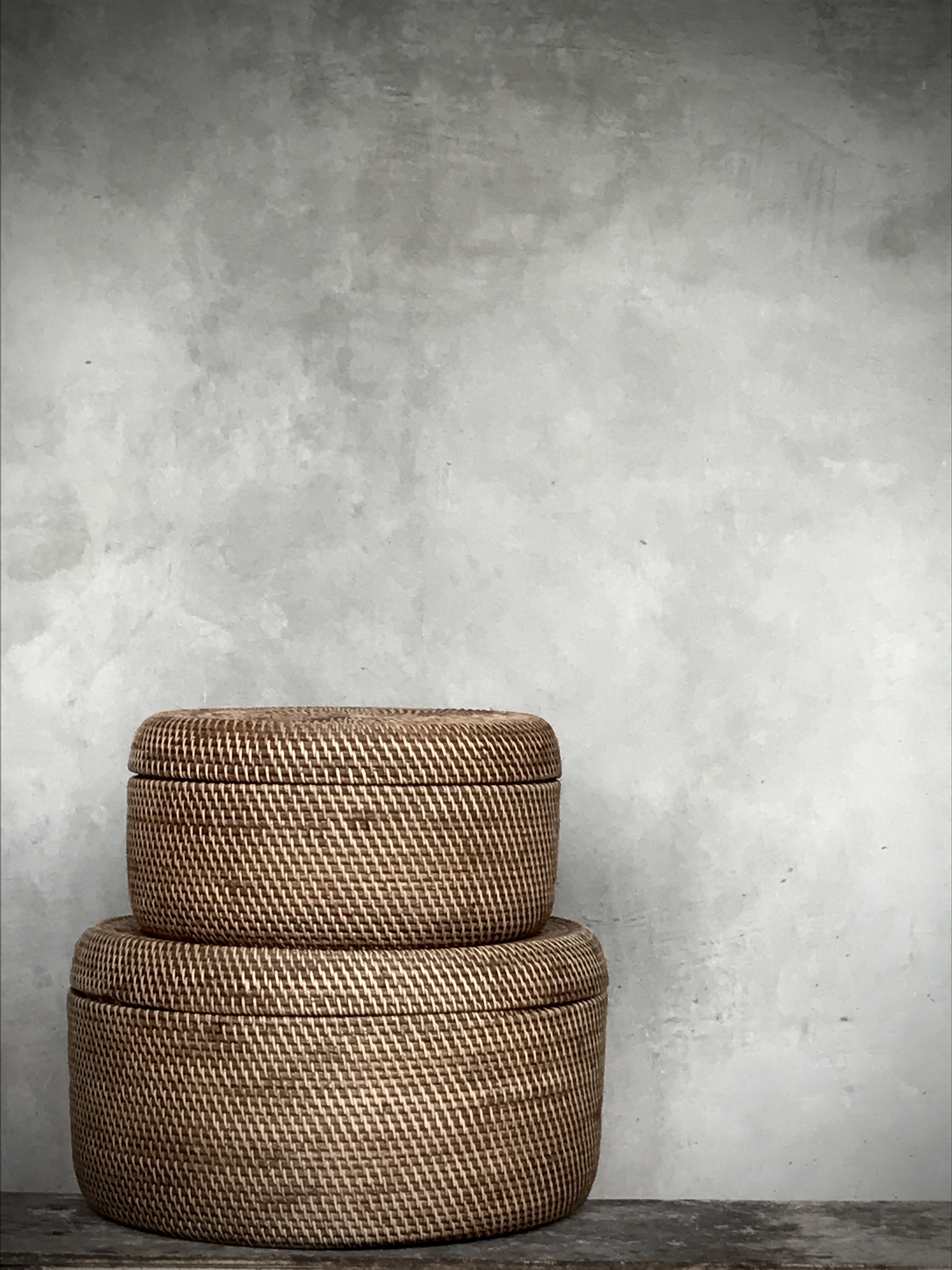 AMBI, round rattan boxes, brown 