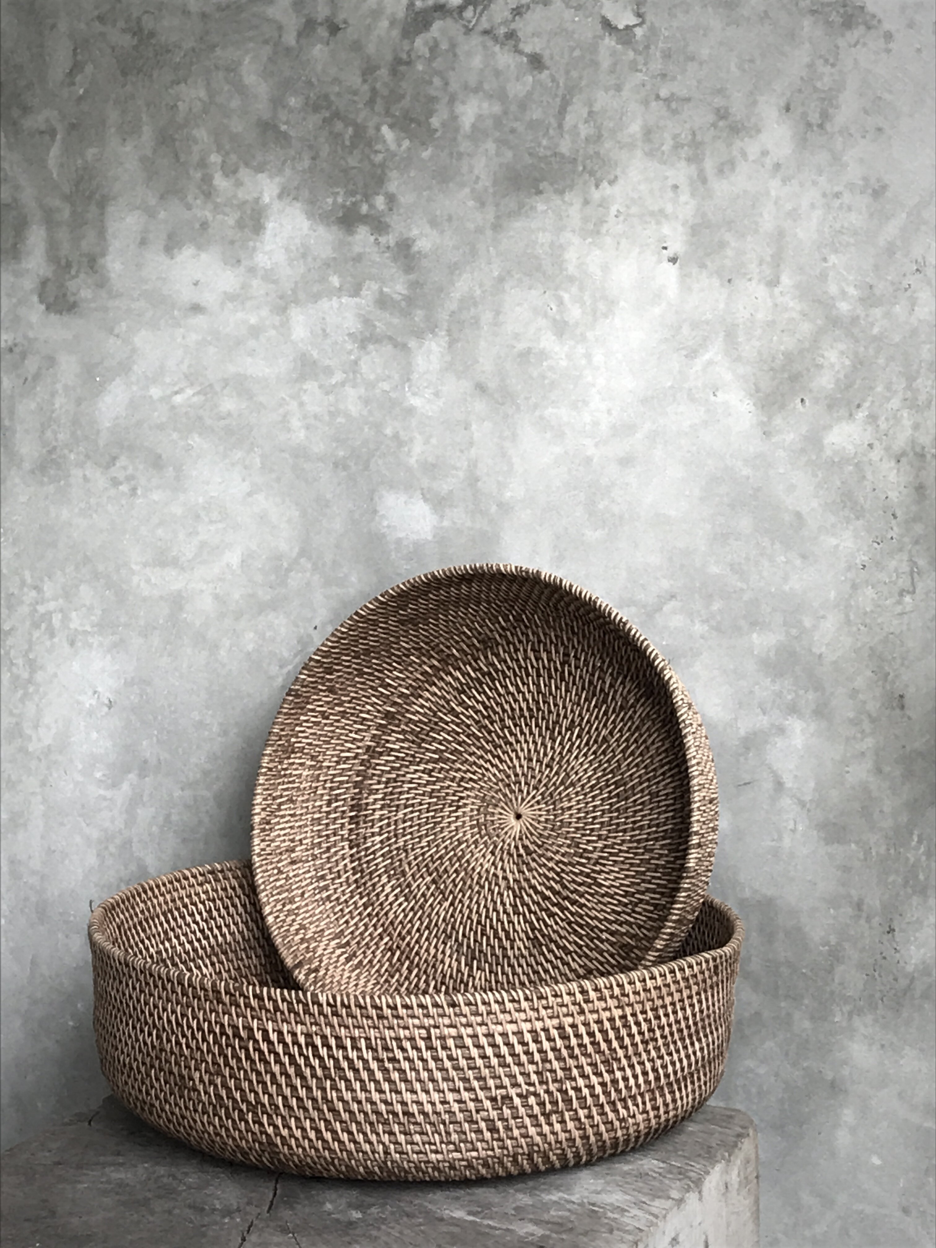 ALANG, round rattan bowls, brown