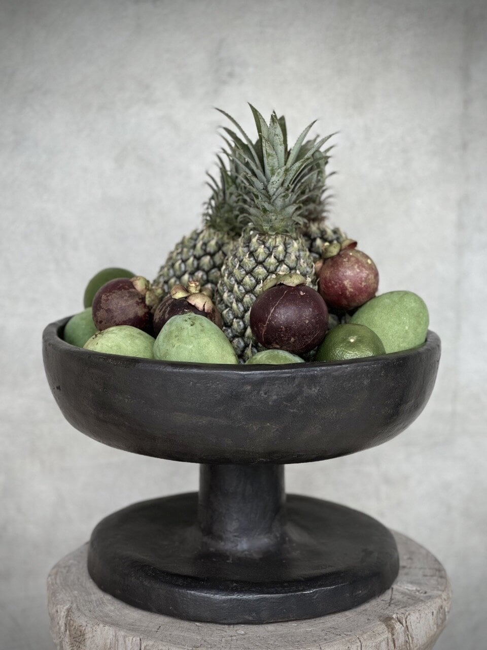 KAWA bowl on stand, black antique