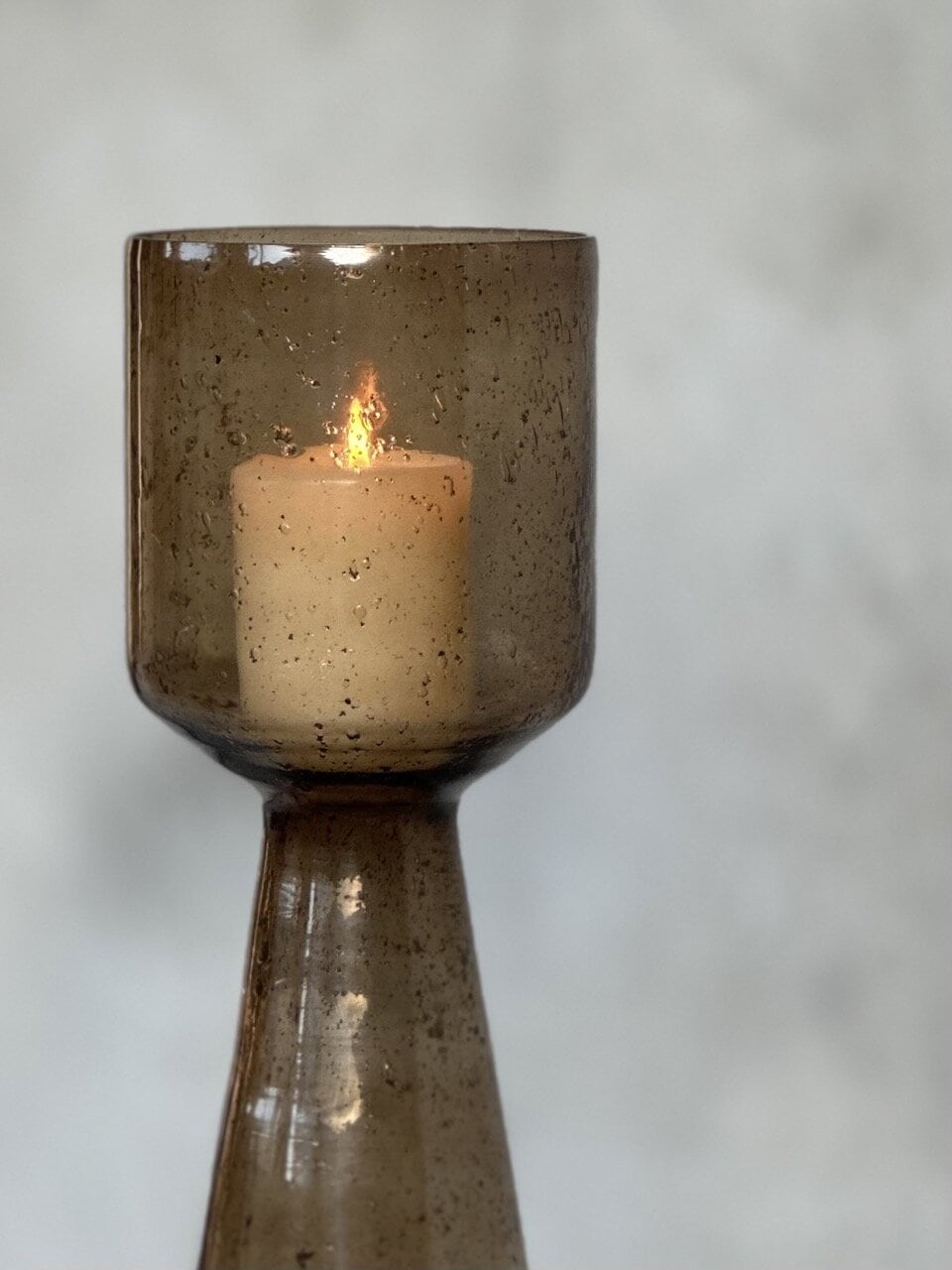 NOVI candle holder - vase, smoke bubble glass