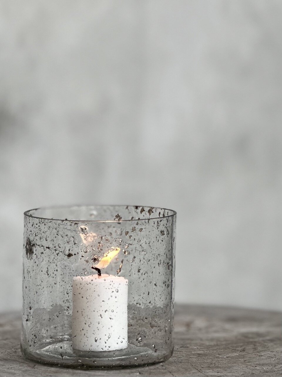 RIKA small candle holder, clear bubble glass