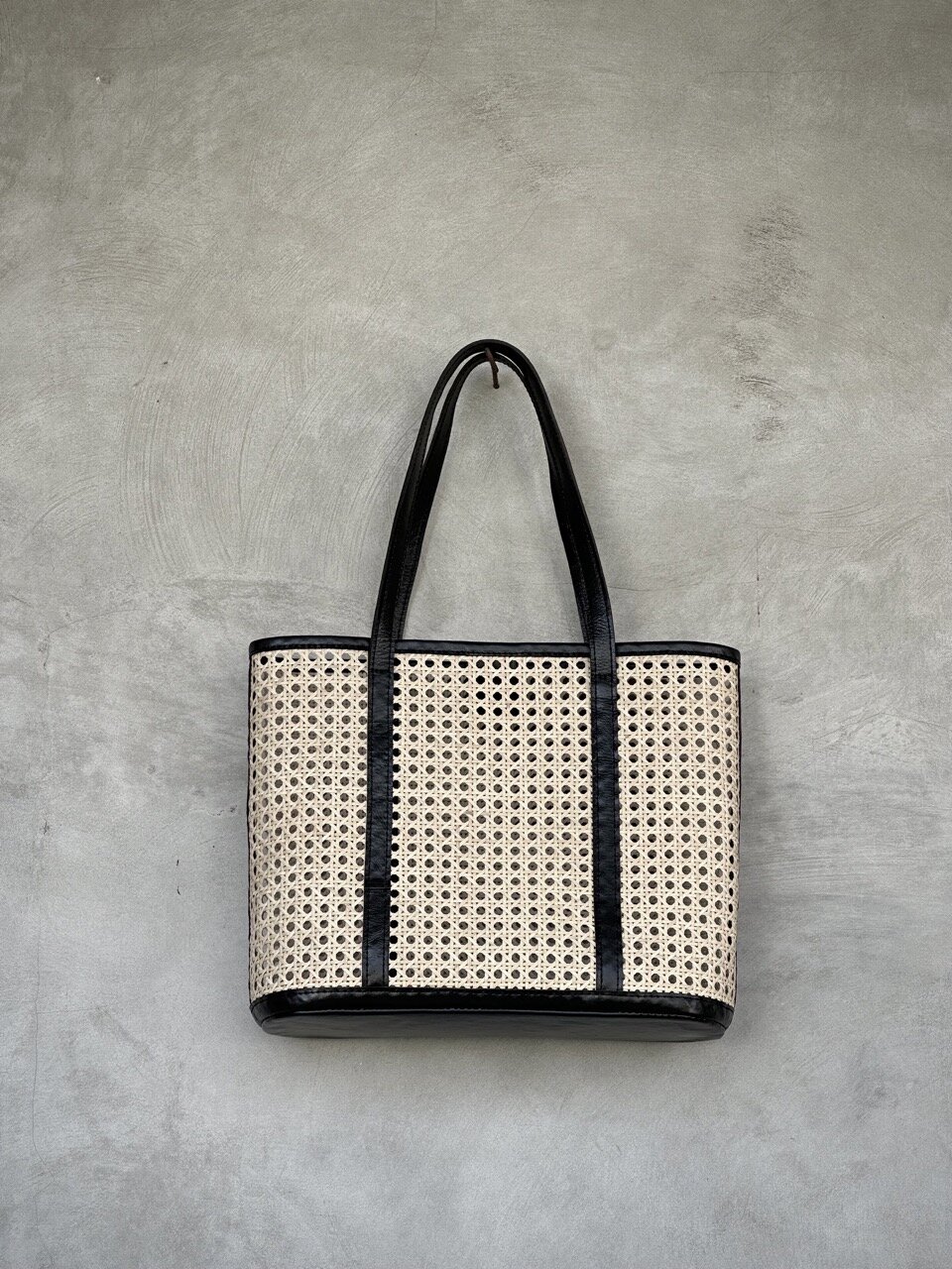 Black rattan handbag sale