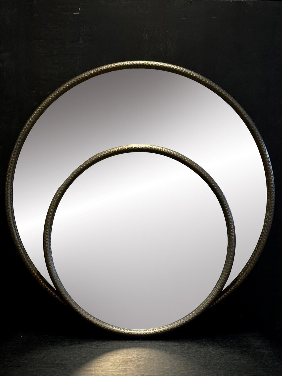 MAX large round wall mirror, antique brass - gold