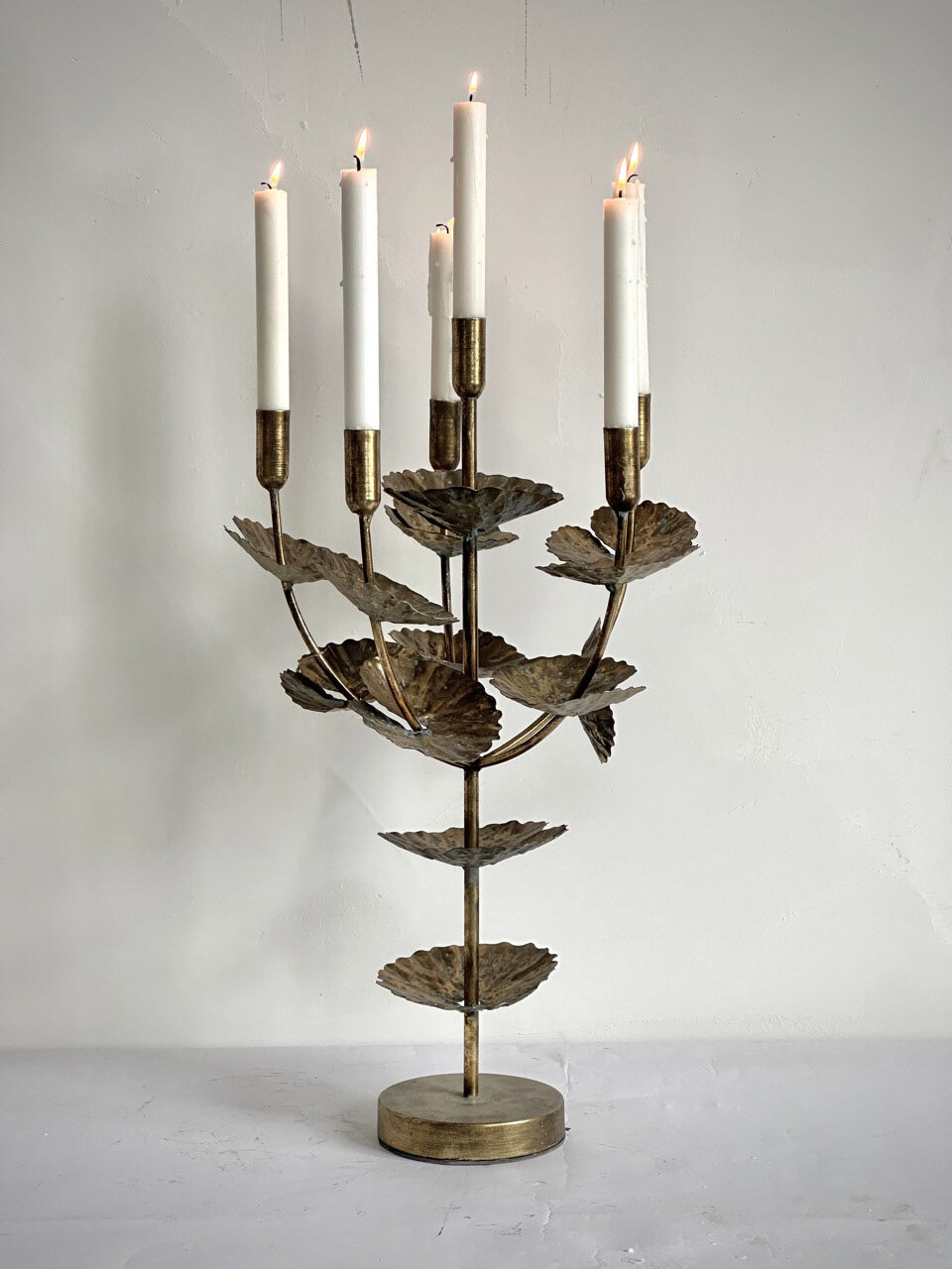 GOZA table candelabra 6 arm, vintage gold