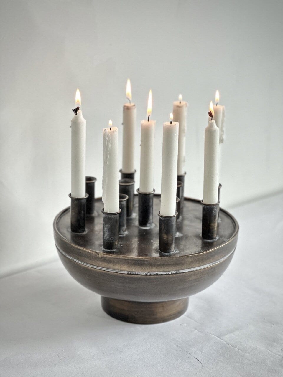 TOLLO table candle holder for 12 candles, antique brass