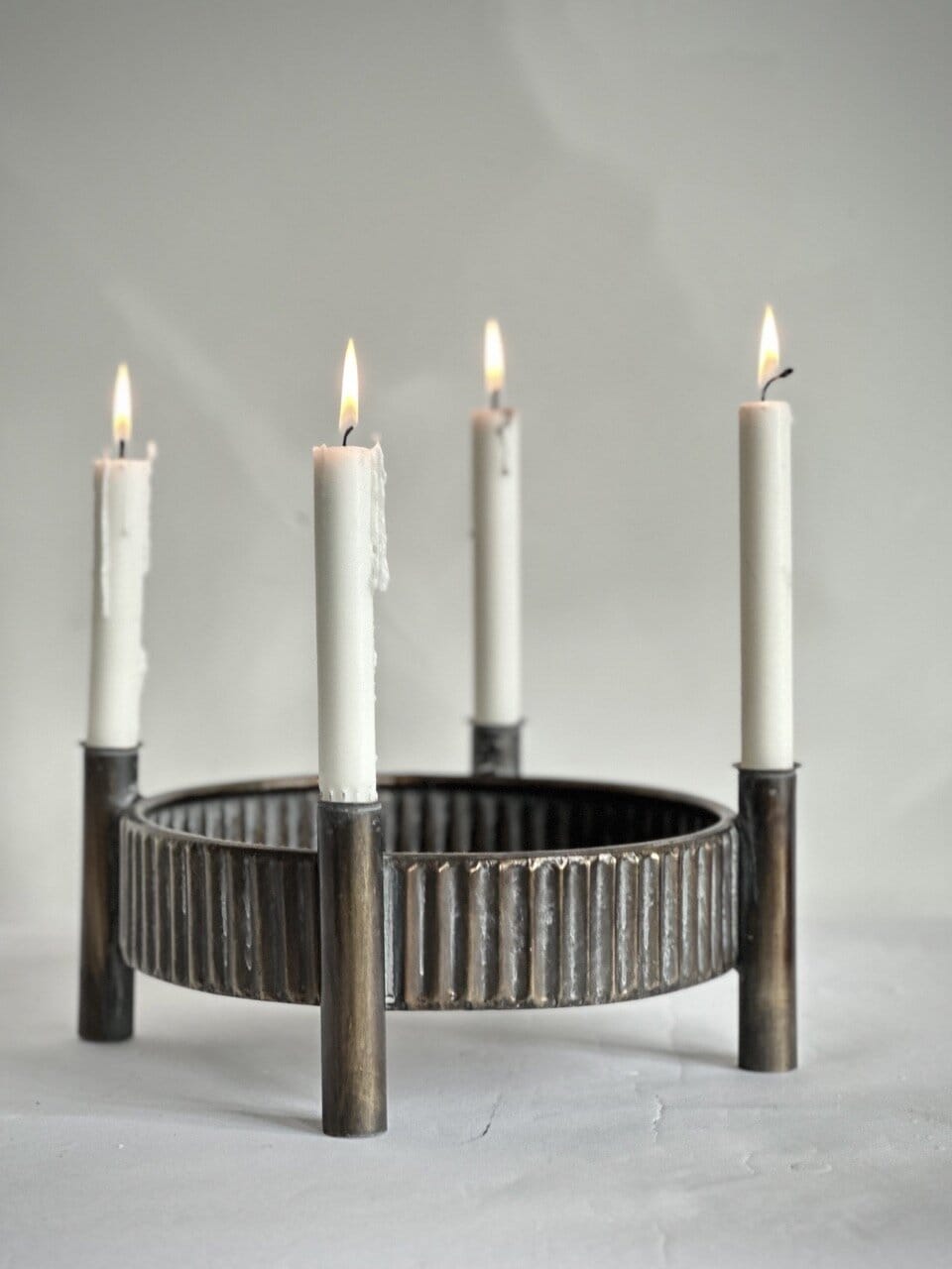 DOBA round table candle holder for 4 candles, antique brass