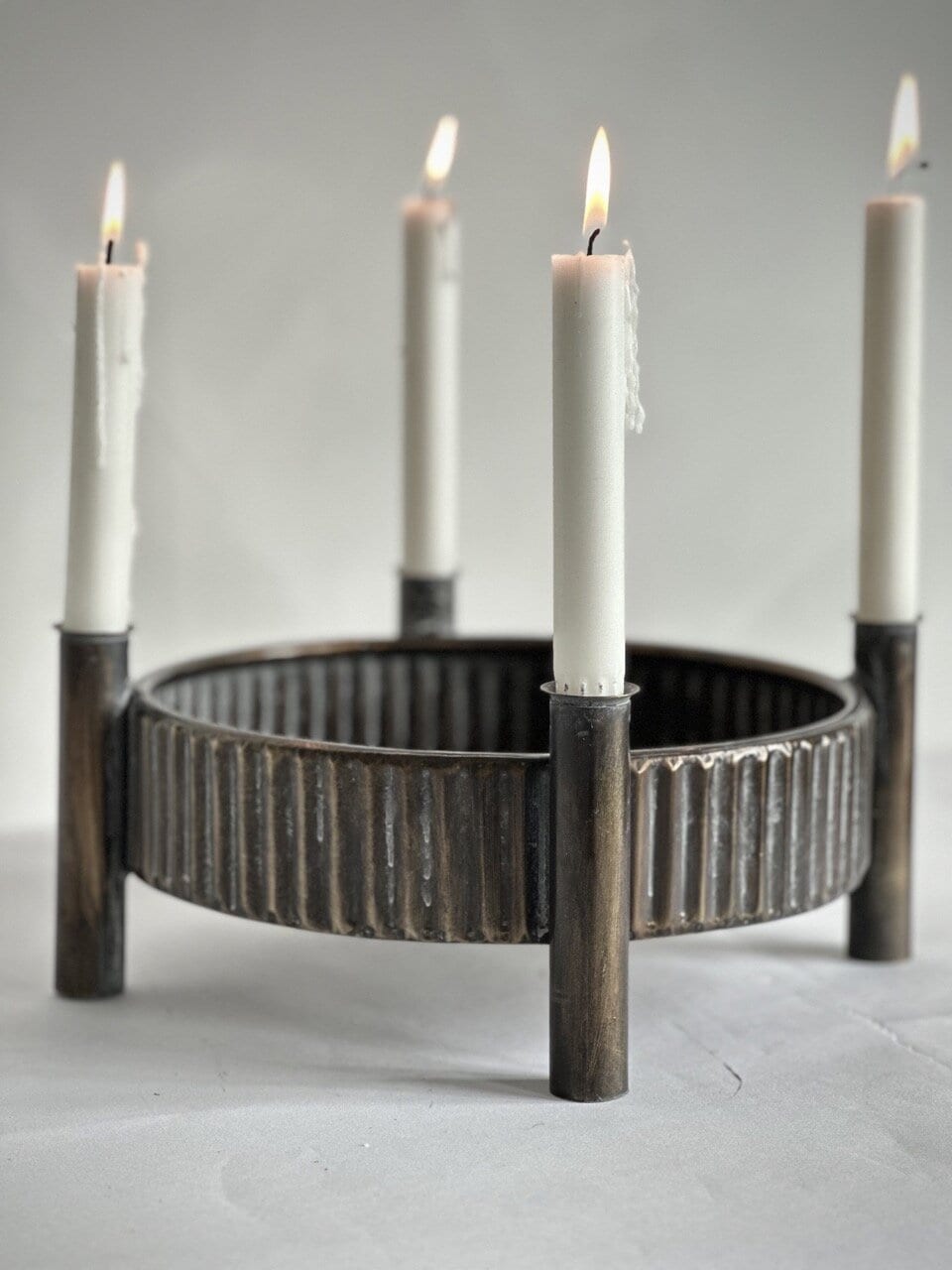 DOBA round table candle holder for 4 candles, antique brass