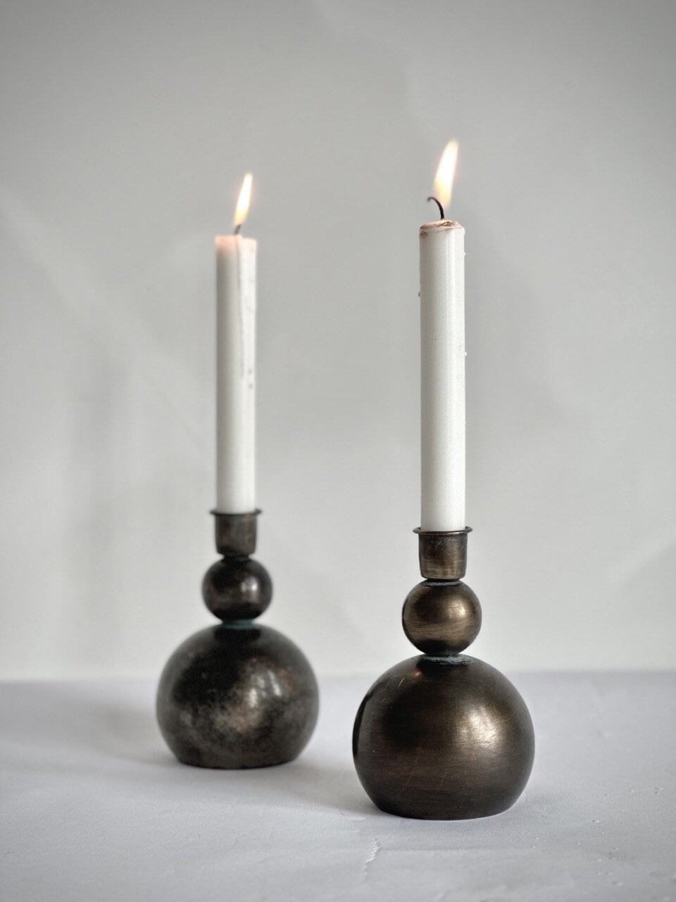 DIZ table candle holder for 1 candle, antique brass