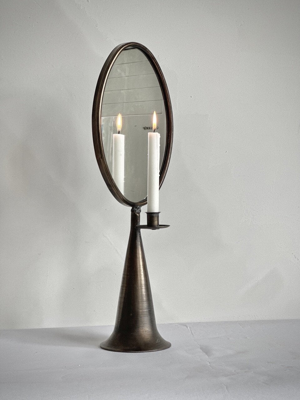 SEGO candle holder with mirror, antique brass