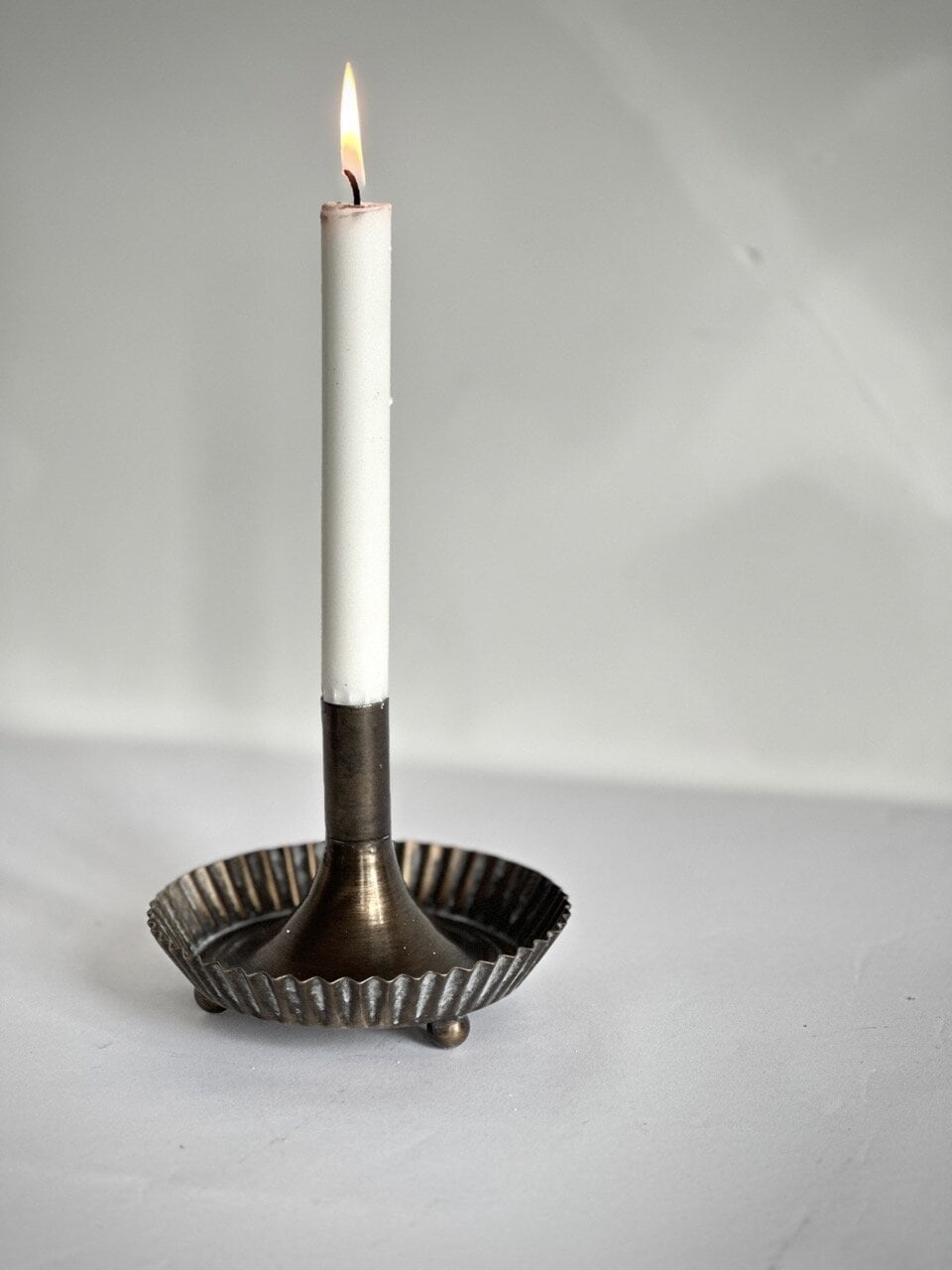 AGON table candle holder, antique brass