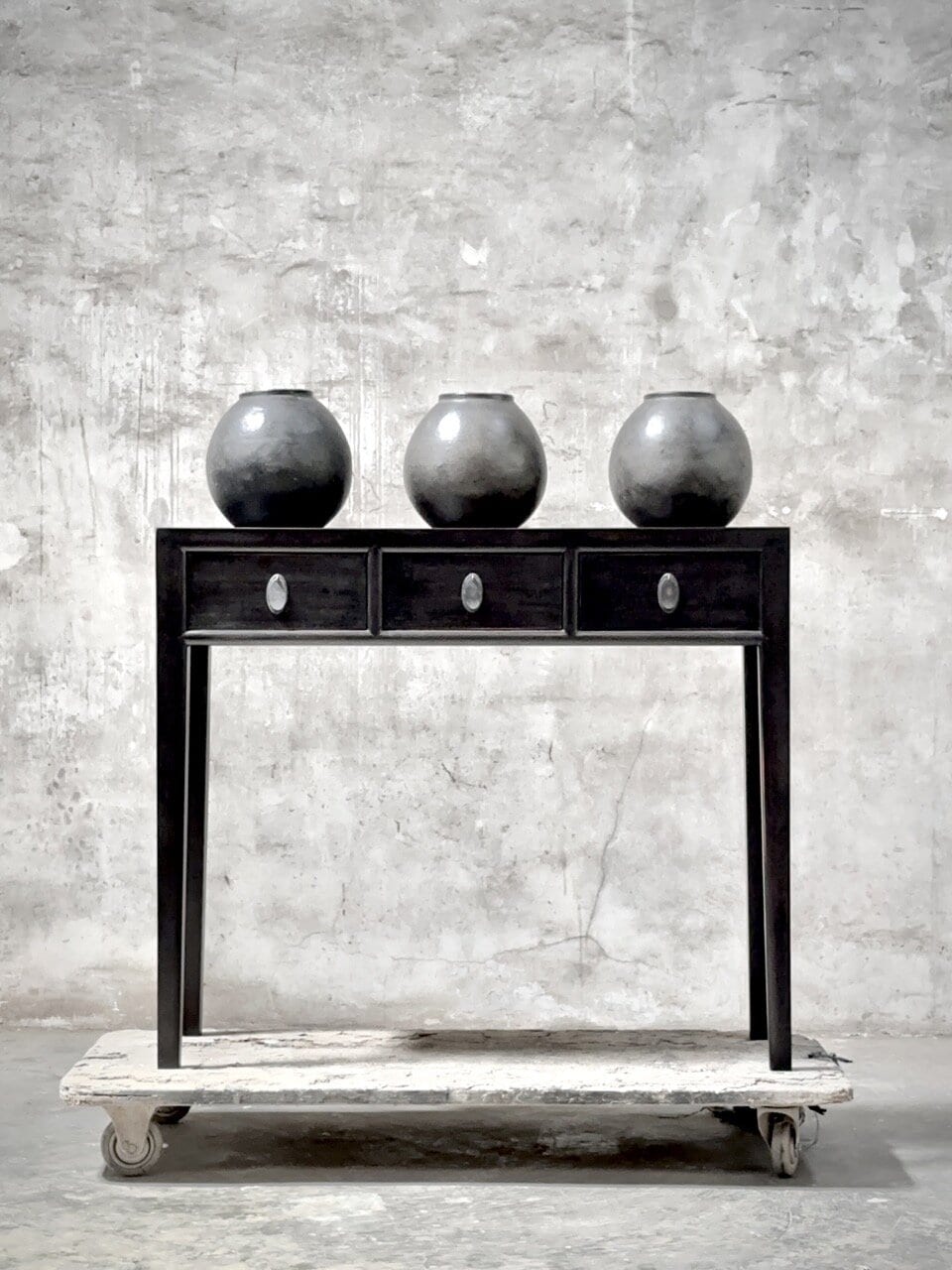 BONG console table small 3 drawers, china black