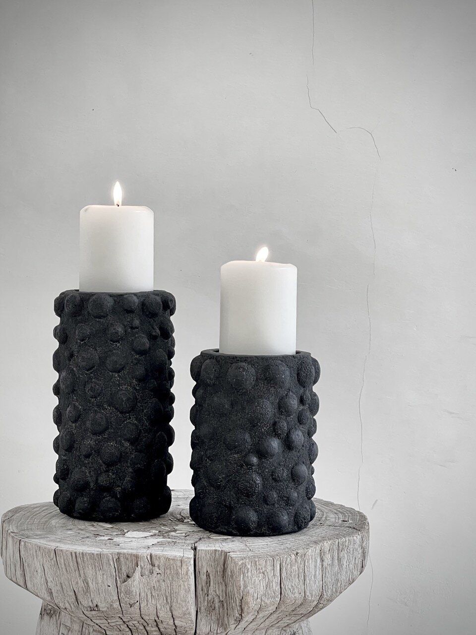 BUBBLE candle holder large, black antiique