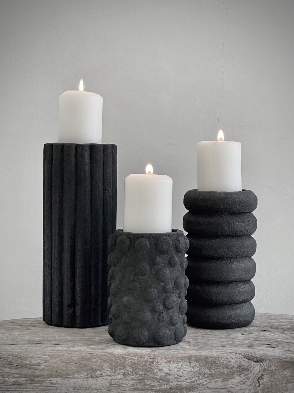 BUBBLE candle holder large, black antiique