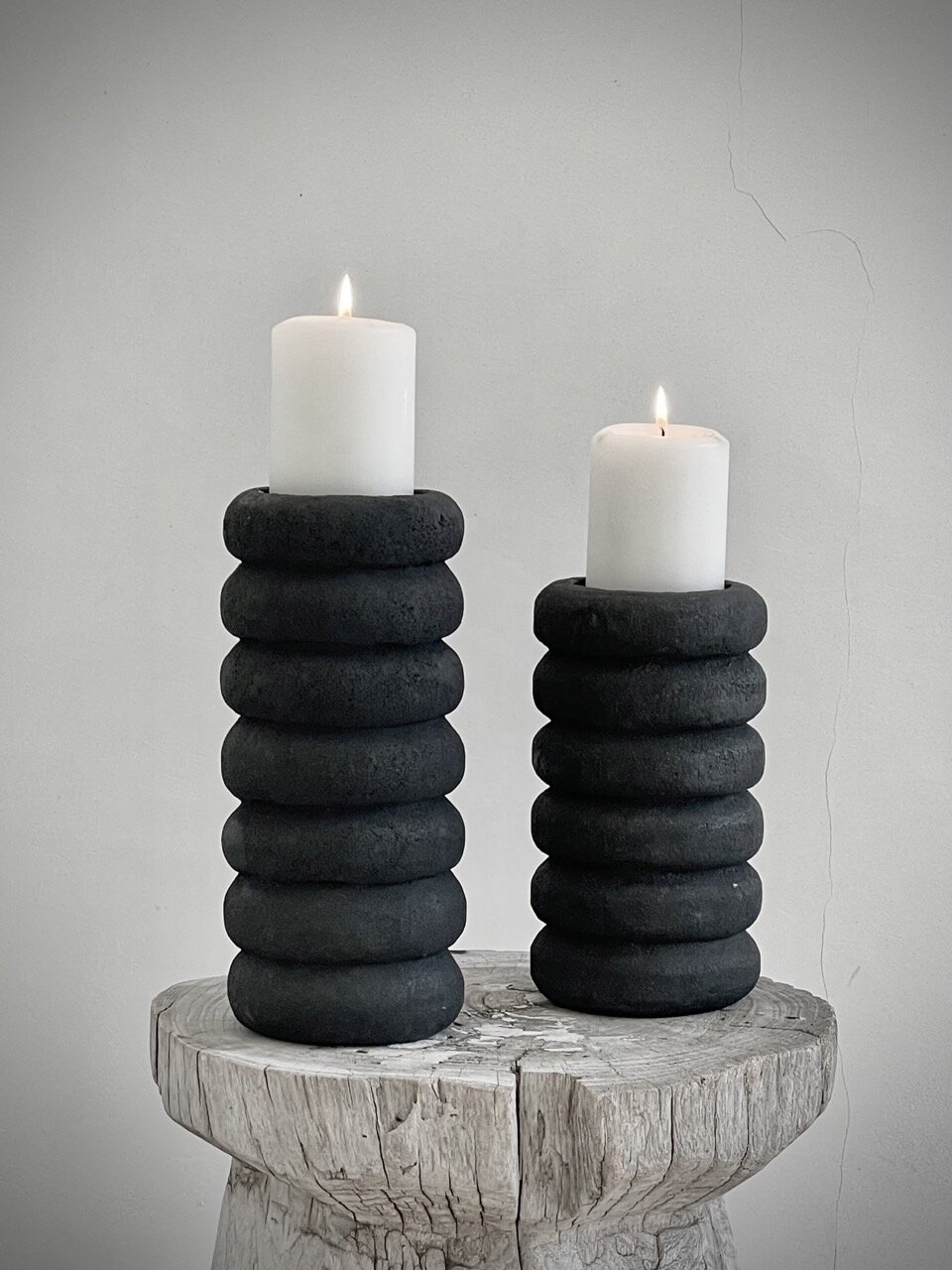 RING candle holder large, black antique