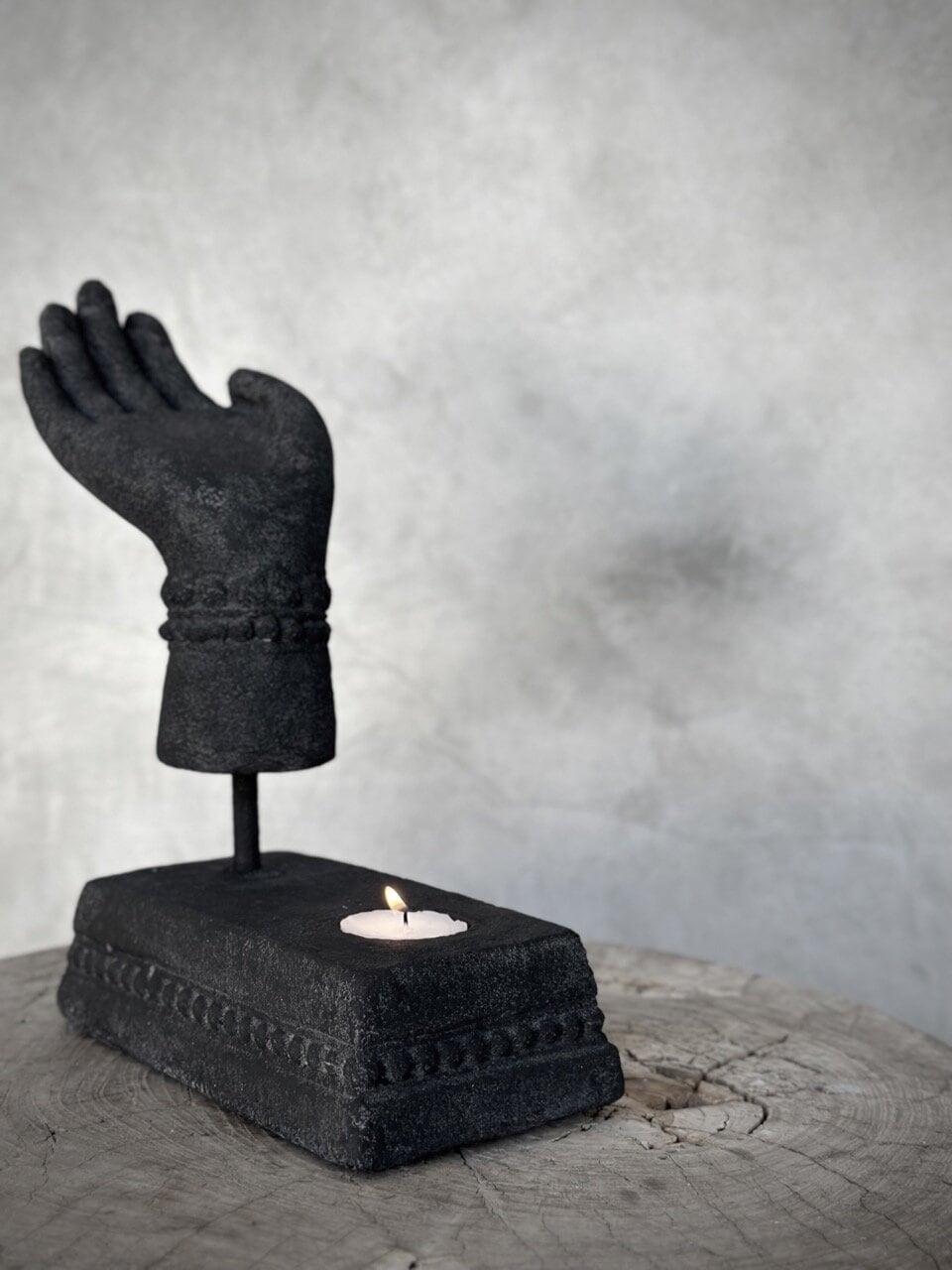 MANTRA tealight candle holder with hand