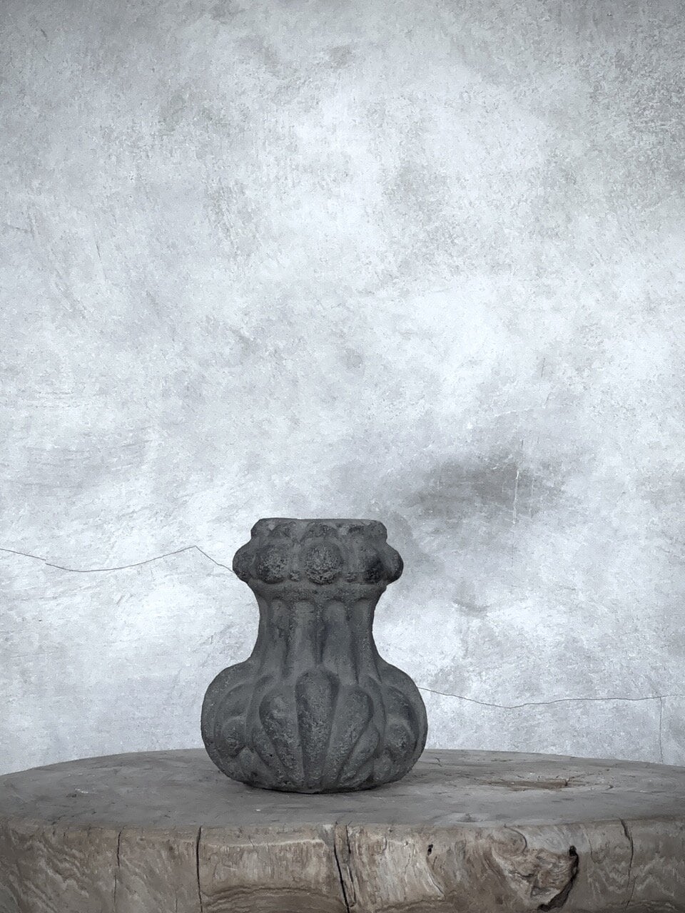 ZUKO stone candle holder, grey wash