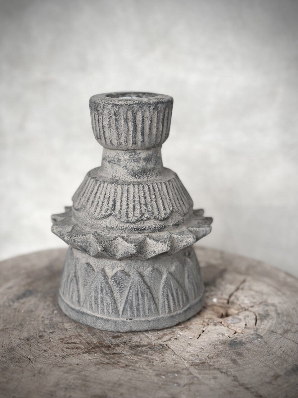 BAGO stone tealight candle holder, grey wash