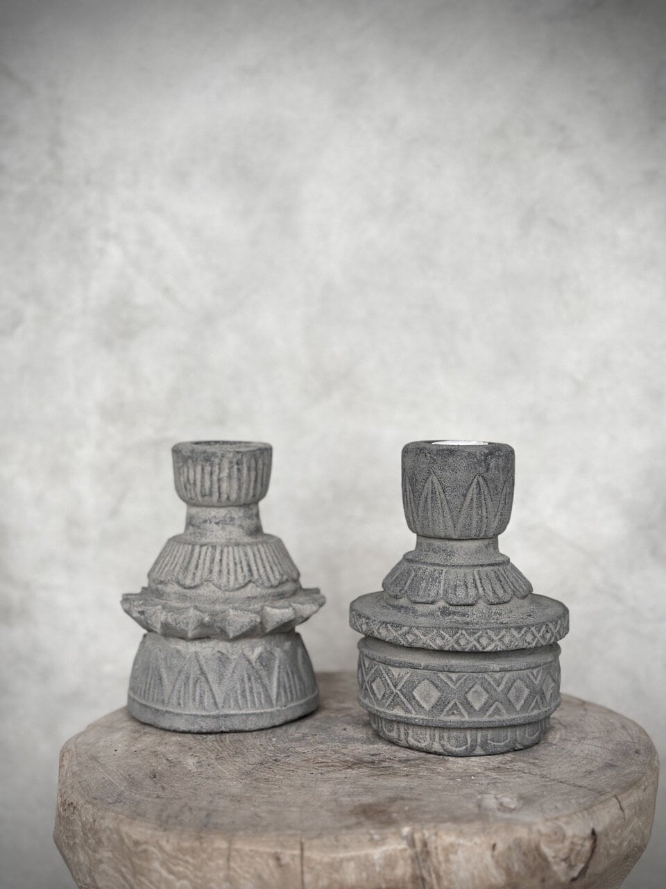 BAGO stone tealight candle holder, grey wash