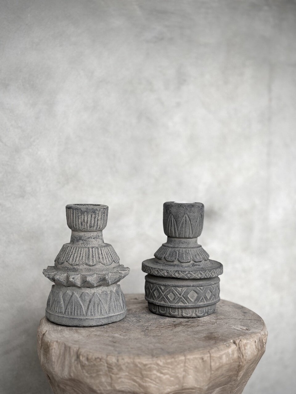 TAGO stone tealight candle holder, grey wash