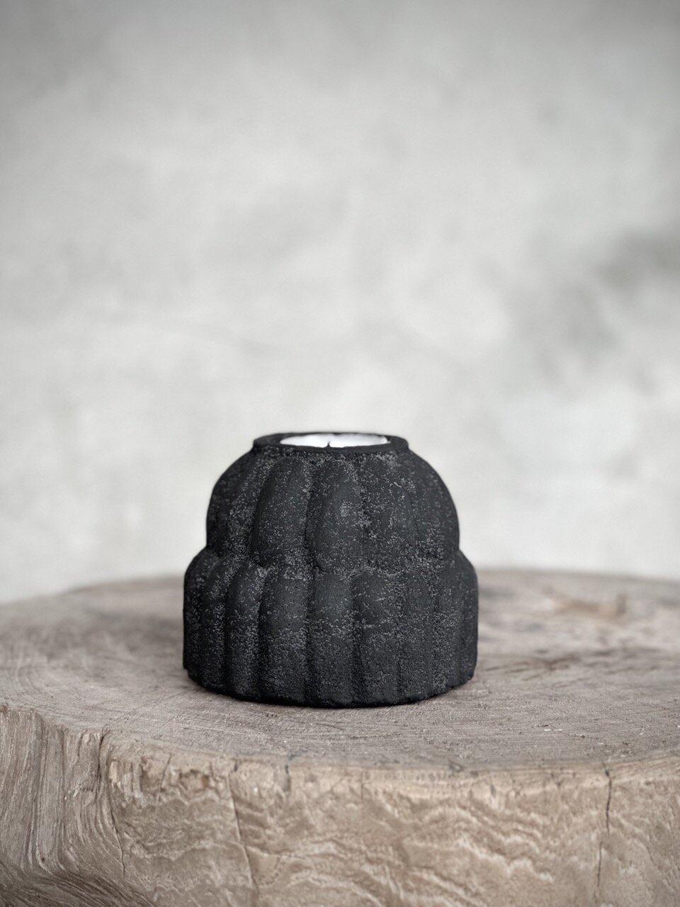 WATI stone tealight candle holder, black antique