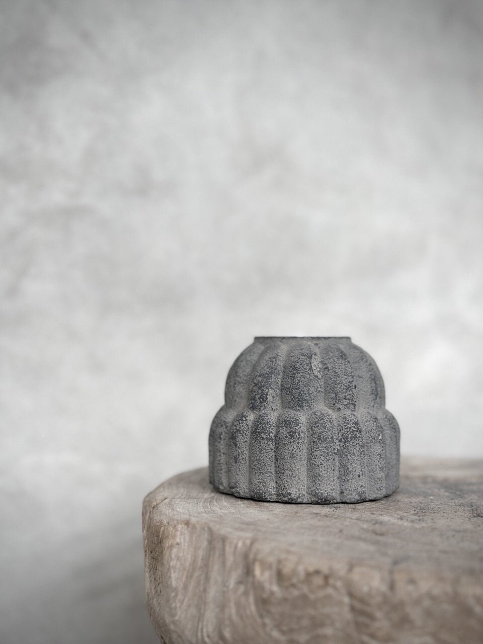 WATI stone tealight candle holder, grey wash