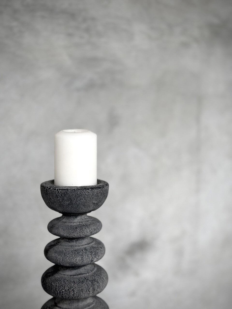 NAWU stone candle holder, grey wash