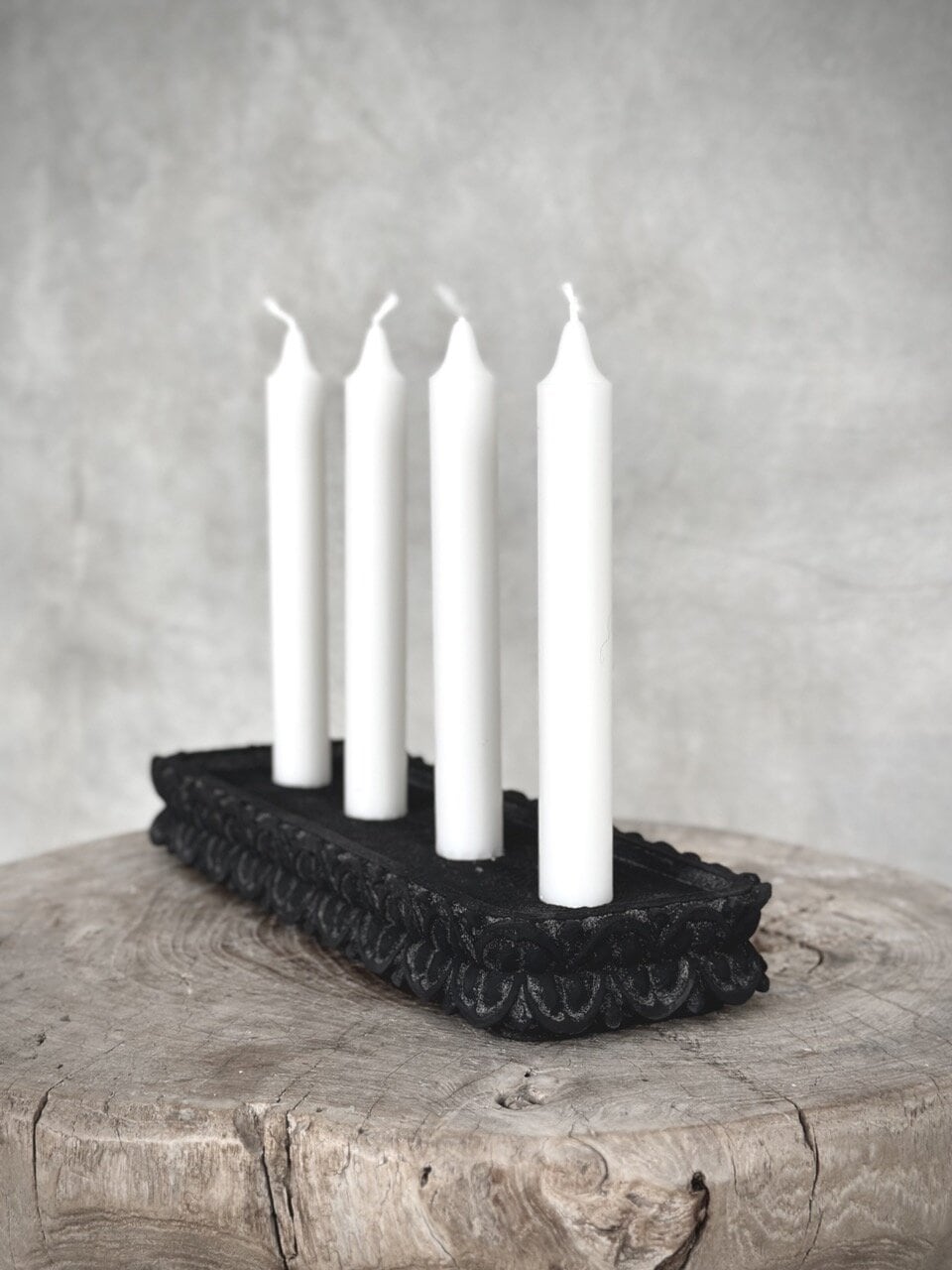 ADVENTUS stone advent candle holder, black antique